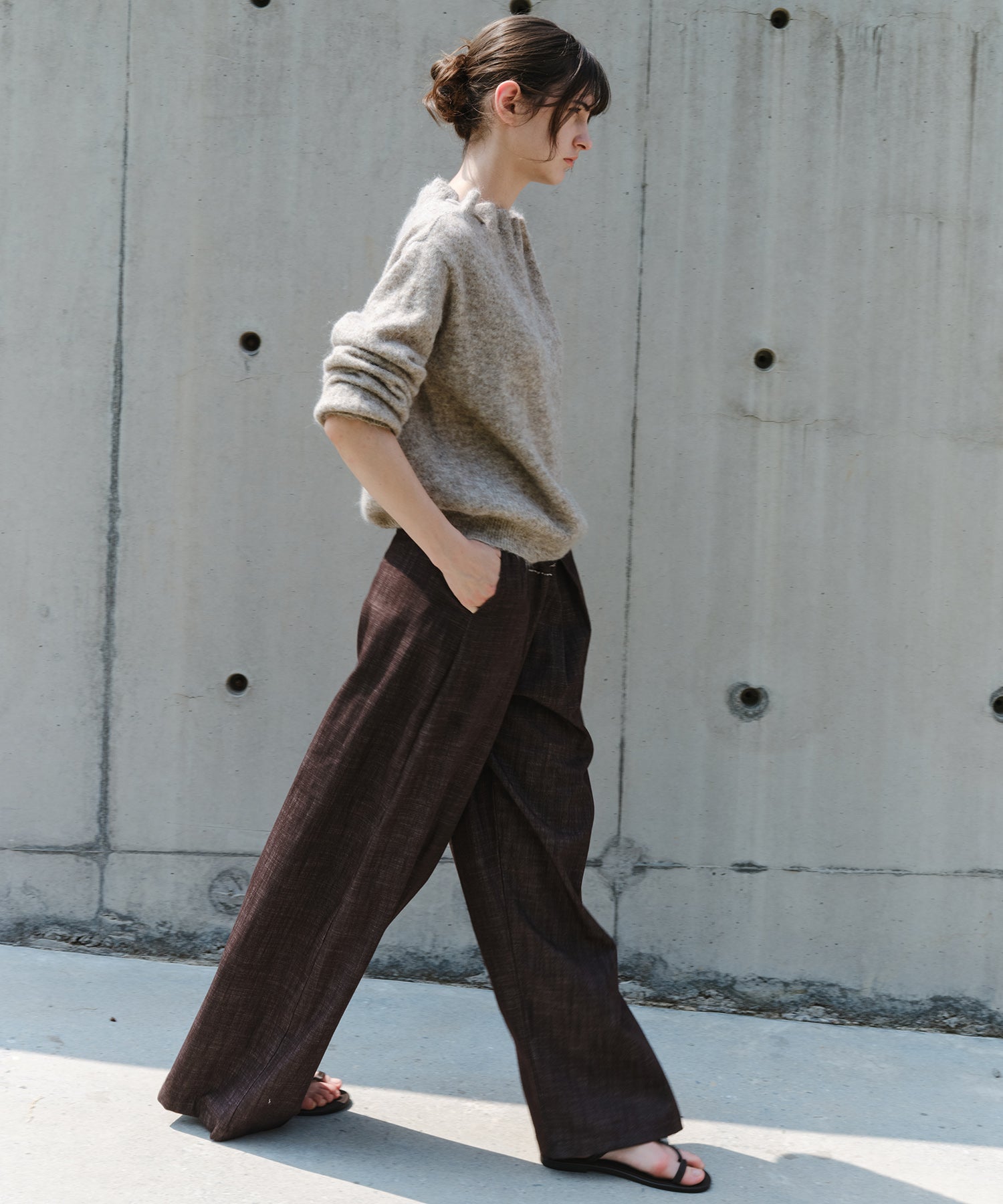 「9月下旬出荷予定」Paneled Drawstring Wide Pants