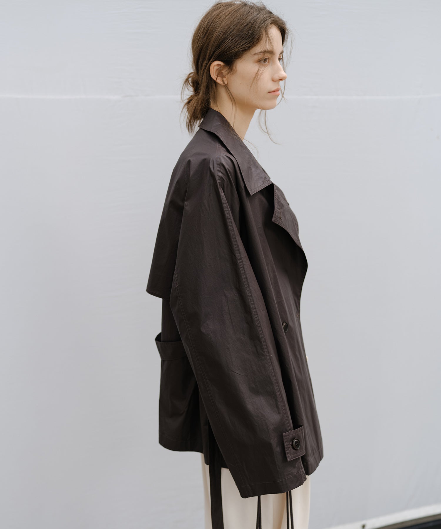 "Shipping from late February to early March" Belted Cropped Trench Jacket