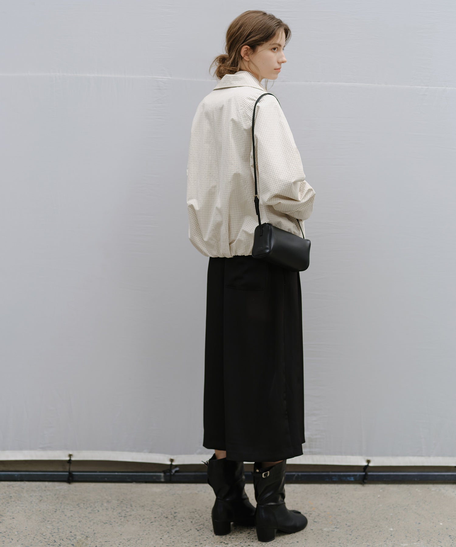 Double-Breasted Check Cropped Jacket