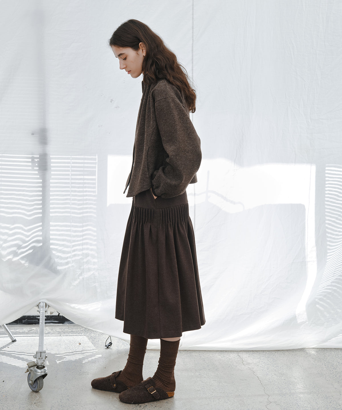 「10月下旬出荷予定」Wool-Like Balloon Flare Skirt