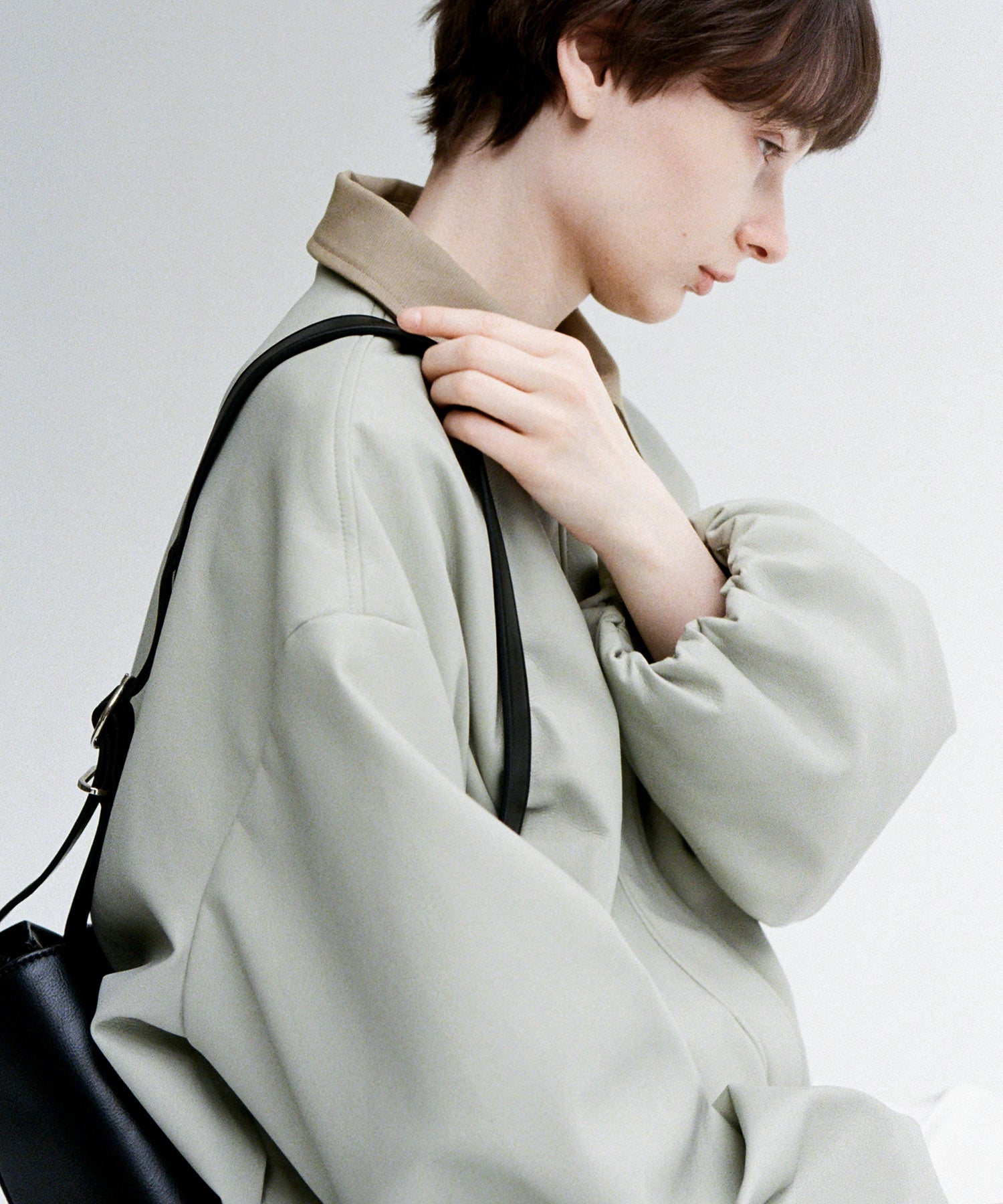 Contrast Collar Cropped Faux Leather Jacket