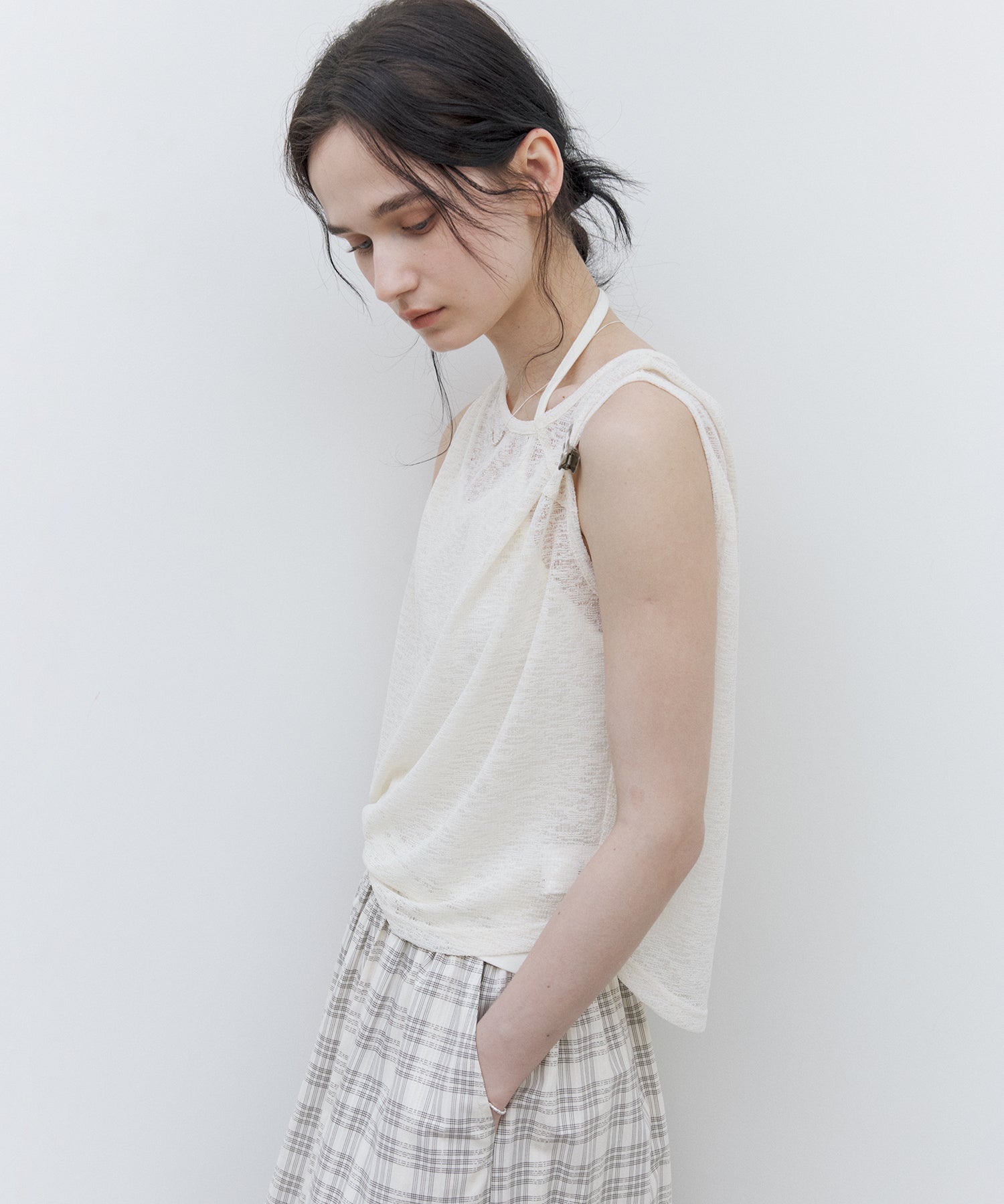 Sheer Asymmetric Sleeveless Top