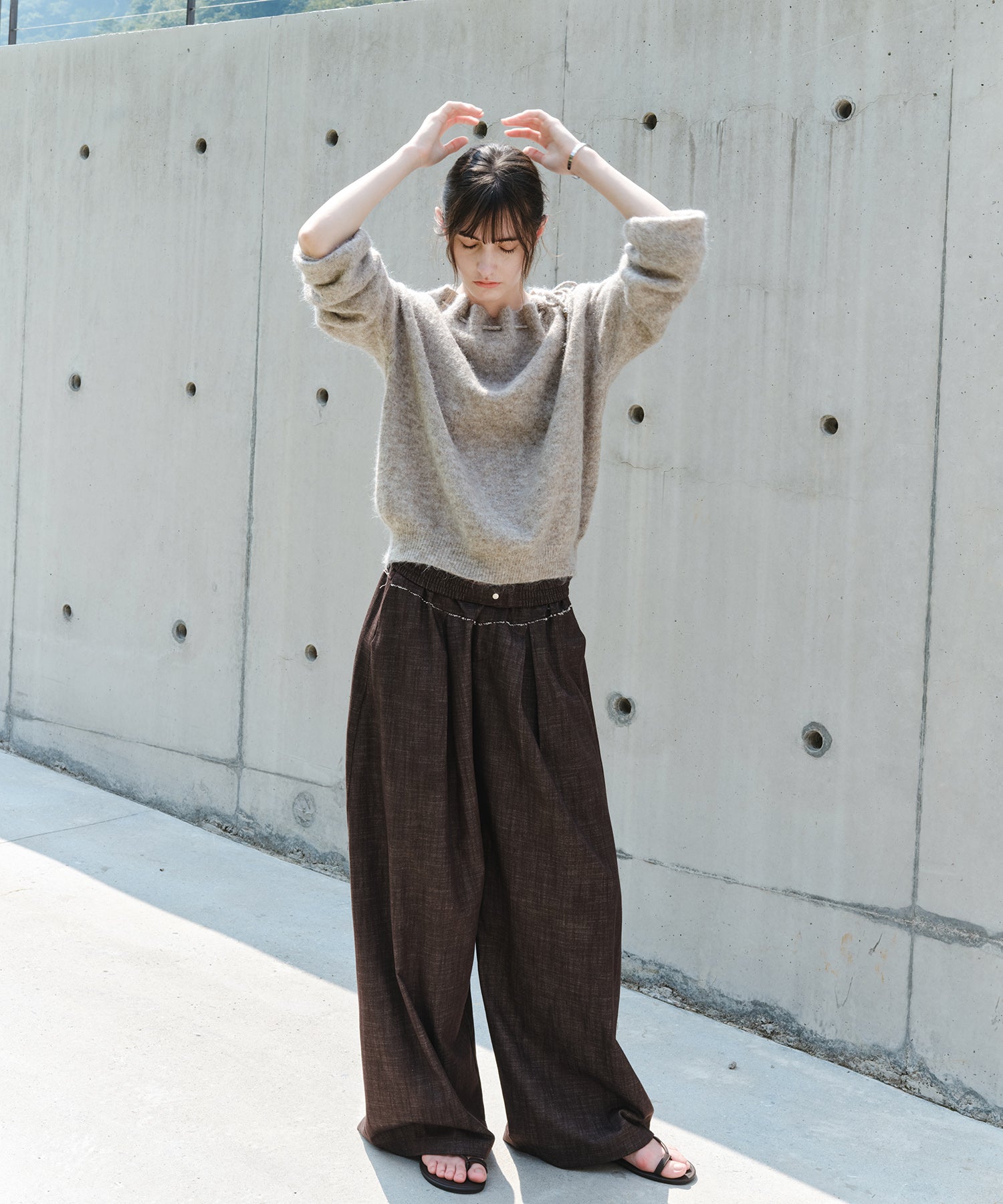 「9月下旬出荷予定」Paneled Drawstring Wide Pants