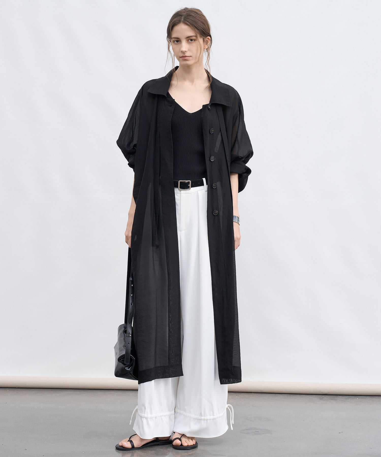 Silk Blend Sheer Long Coat
