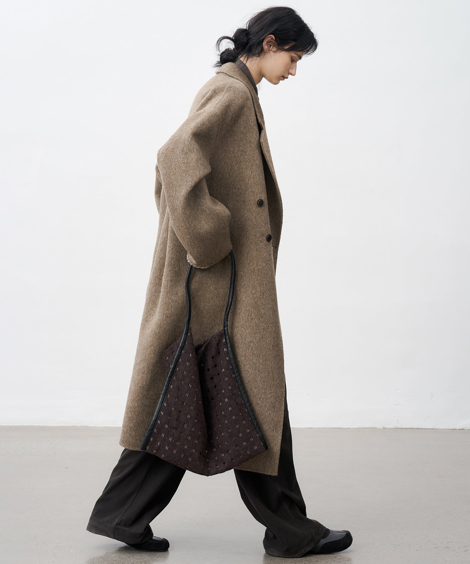 100% Wool Double-Face Long Lapel Oversized Overcoat