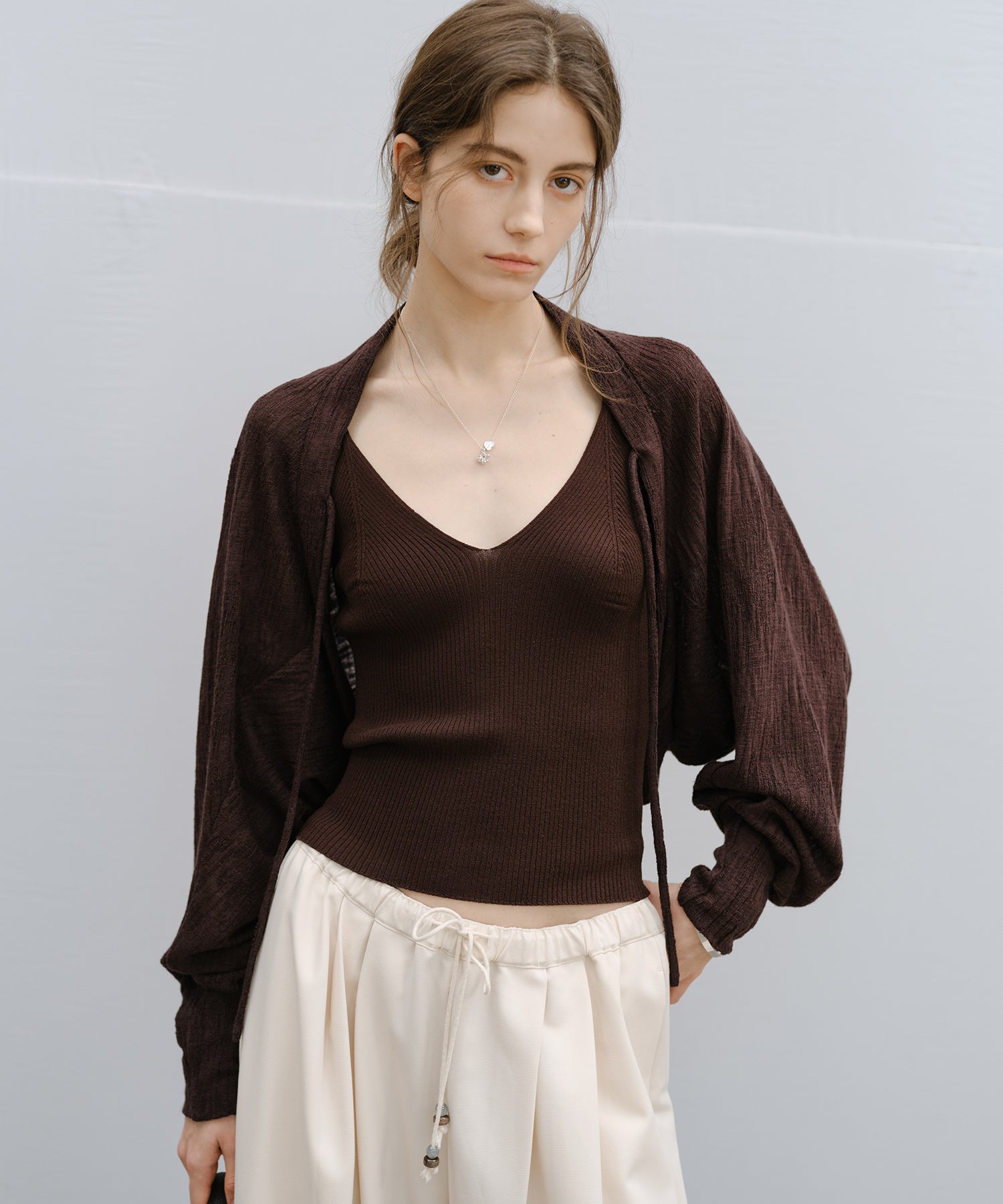 "Shipping from late February to early March" Textured Sheer Bolero Cardigan