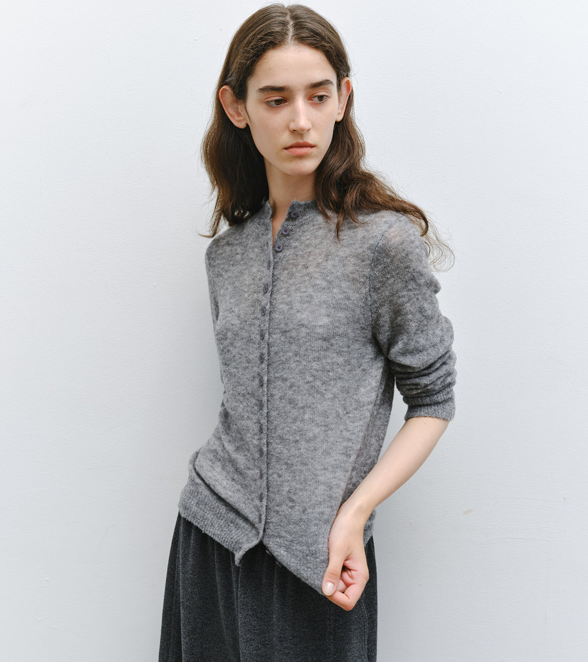 「10月下旬出荷予定」Melange Wool-Blend Multi Button Knit Cardigan