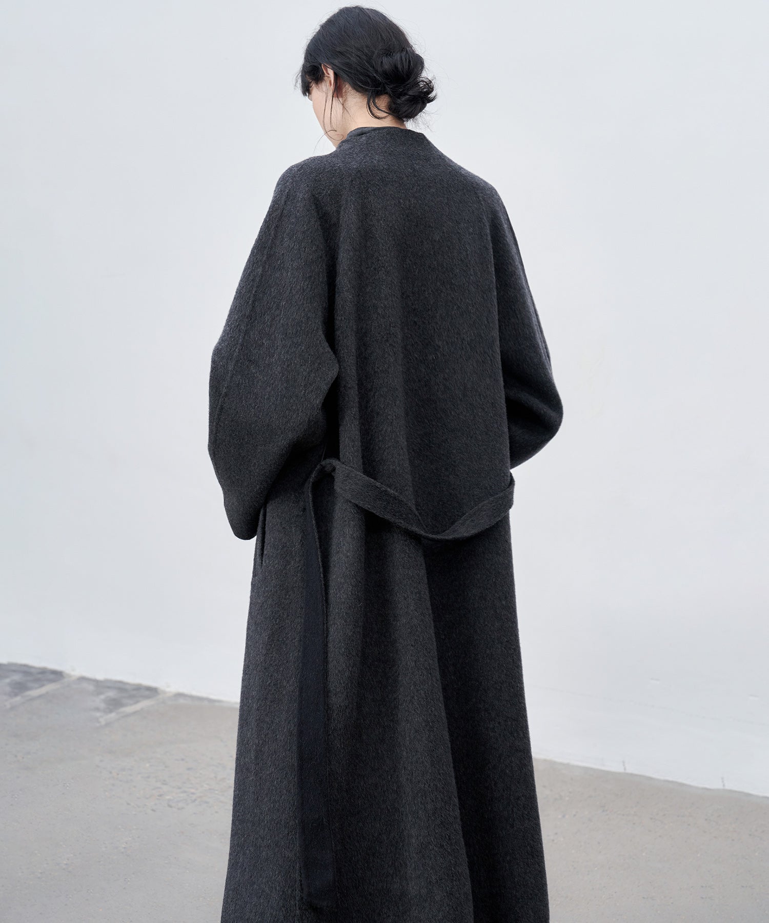 100% Wool Overlap Collar Double-Faced Long Coat