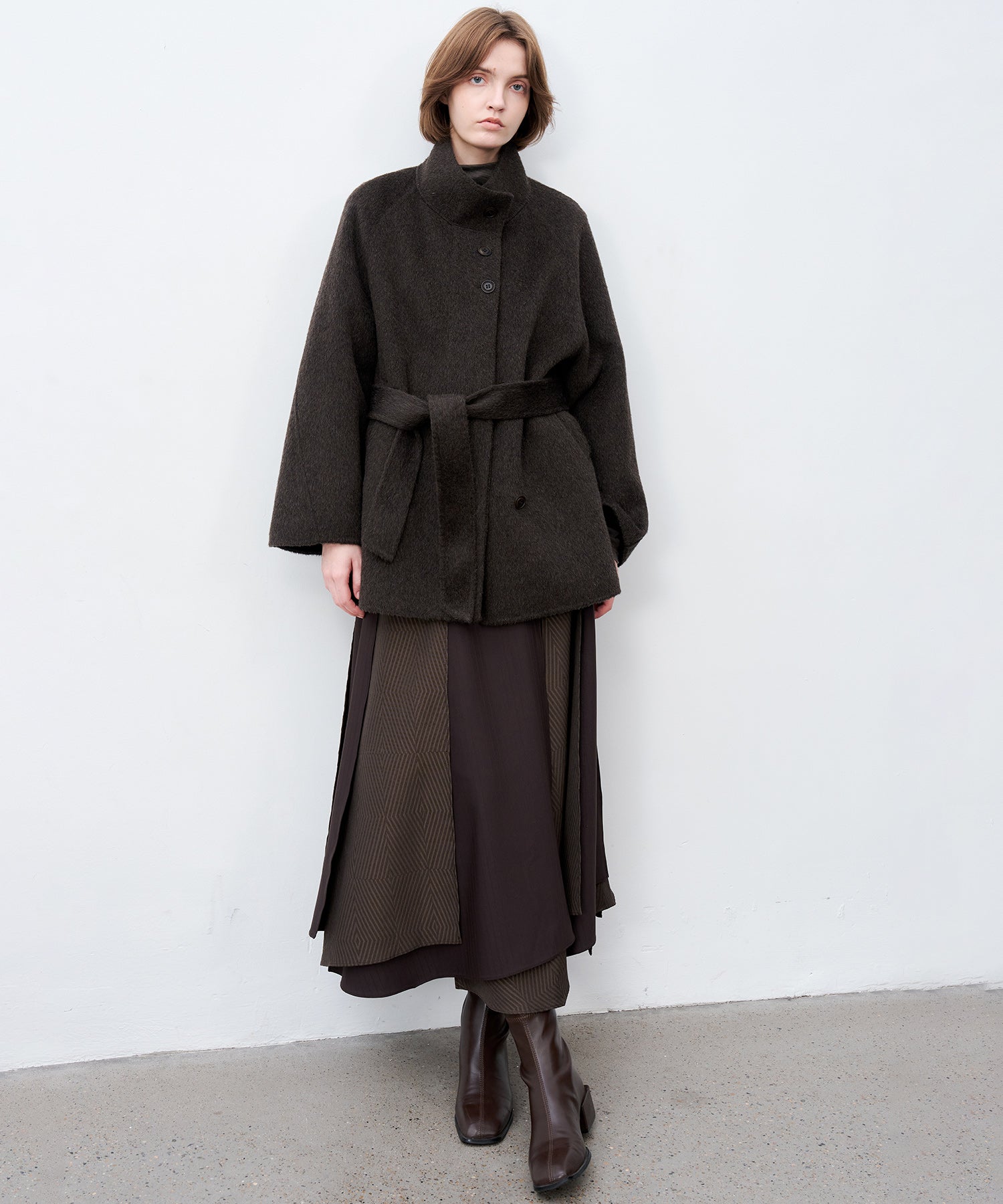 Wool Stand Collar Short Coat