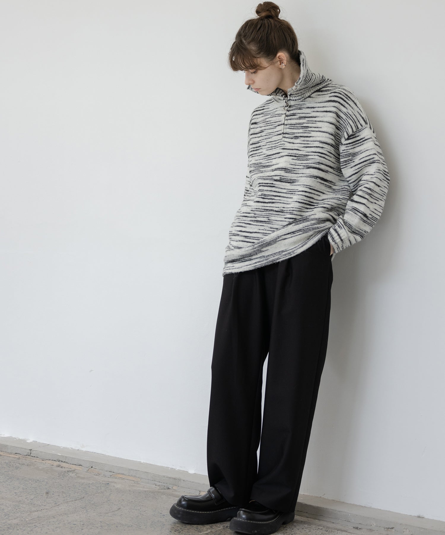 Half zip over polo shirt knit pullover 