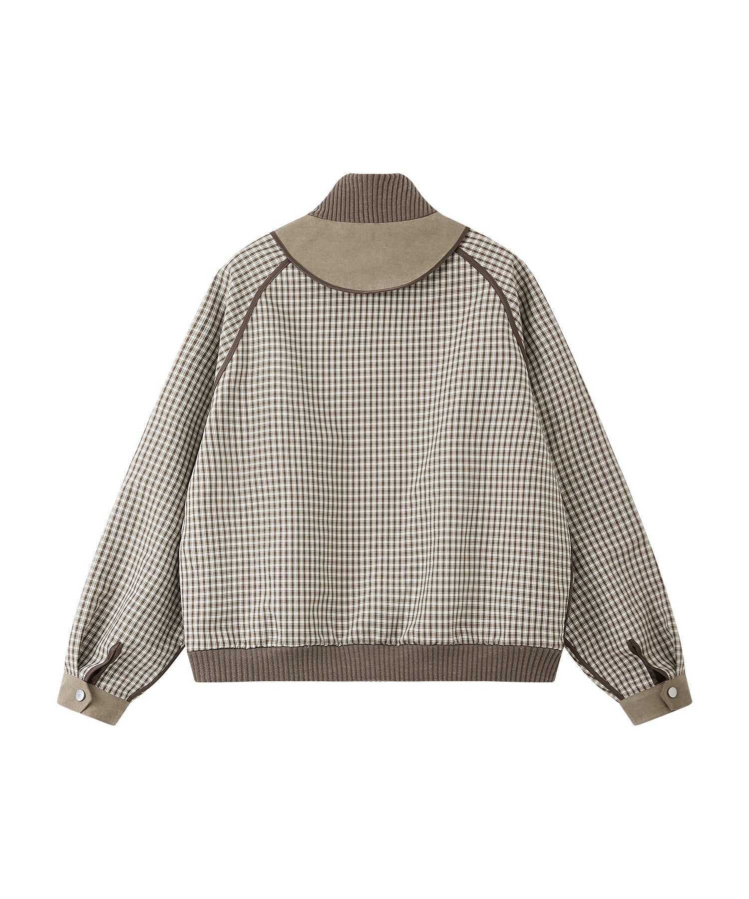 Reverse-Look Oversized Cropped Check Short Jacket