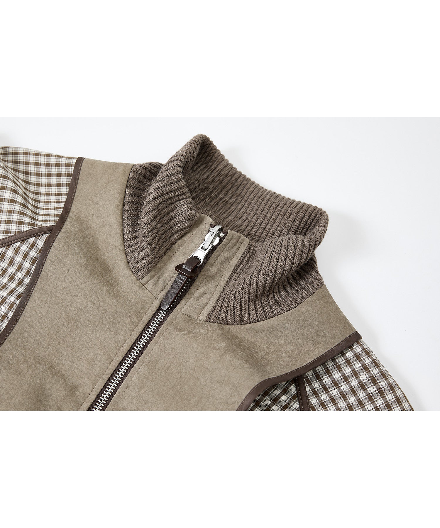 Reverse-Look Oversized Cropped Check Short Jacket