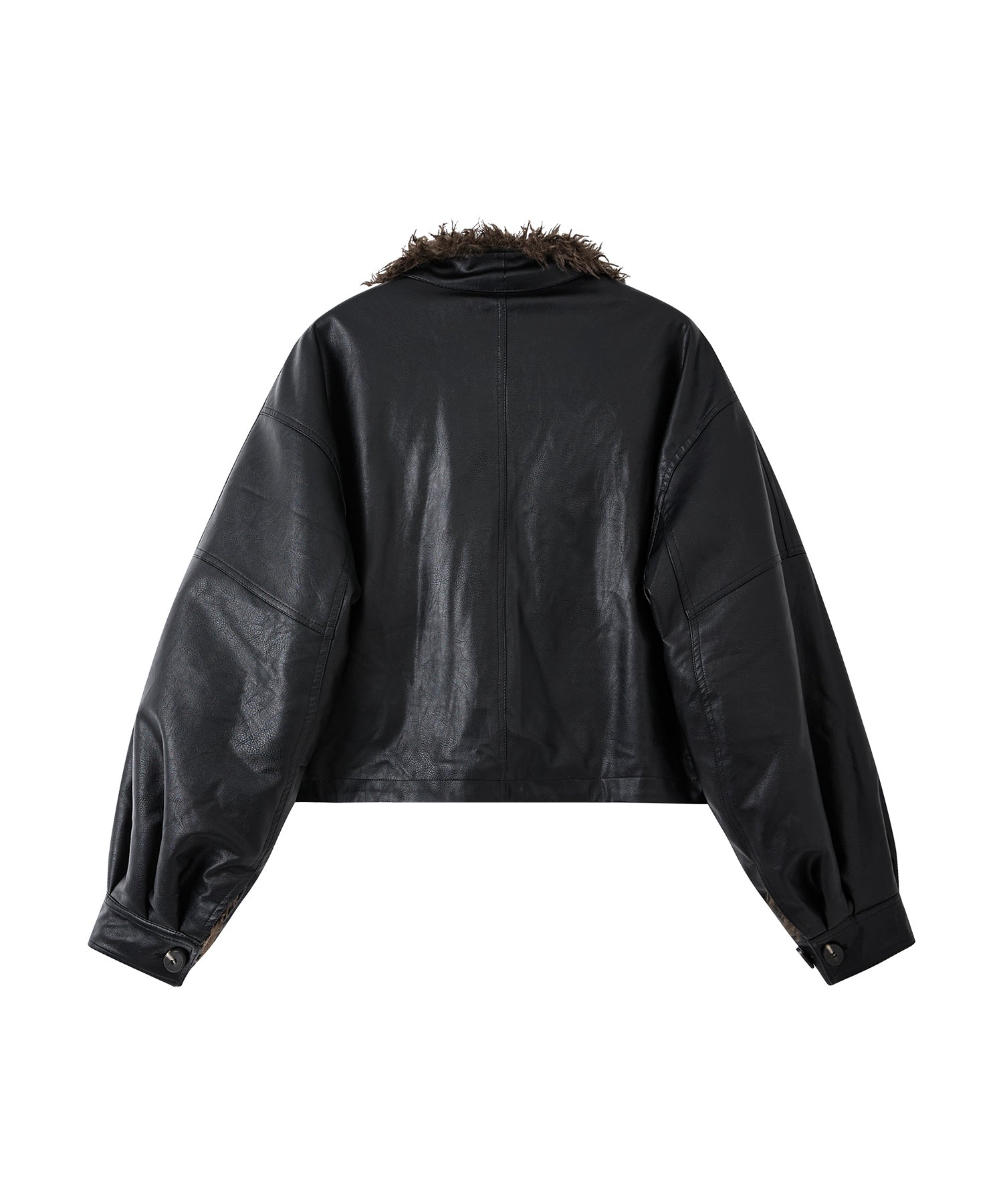 Faux Leather & Fleece Panel Short Jacket