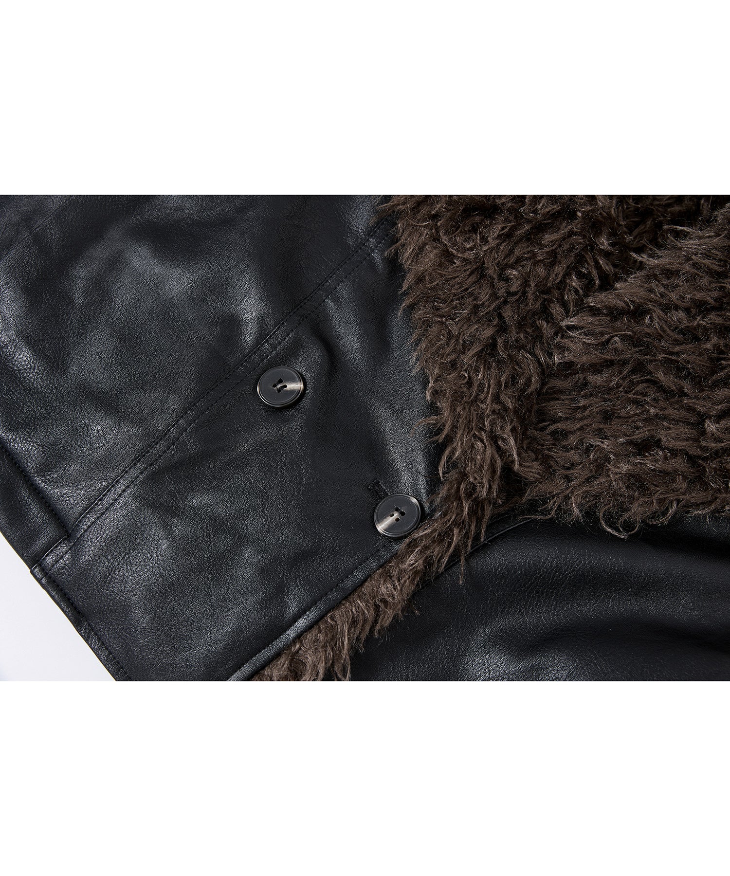 Faux Leather & Fleece Panel Short Jacket
