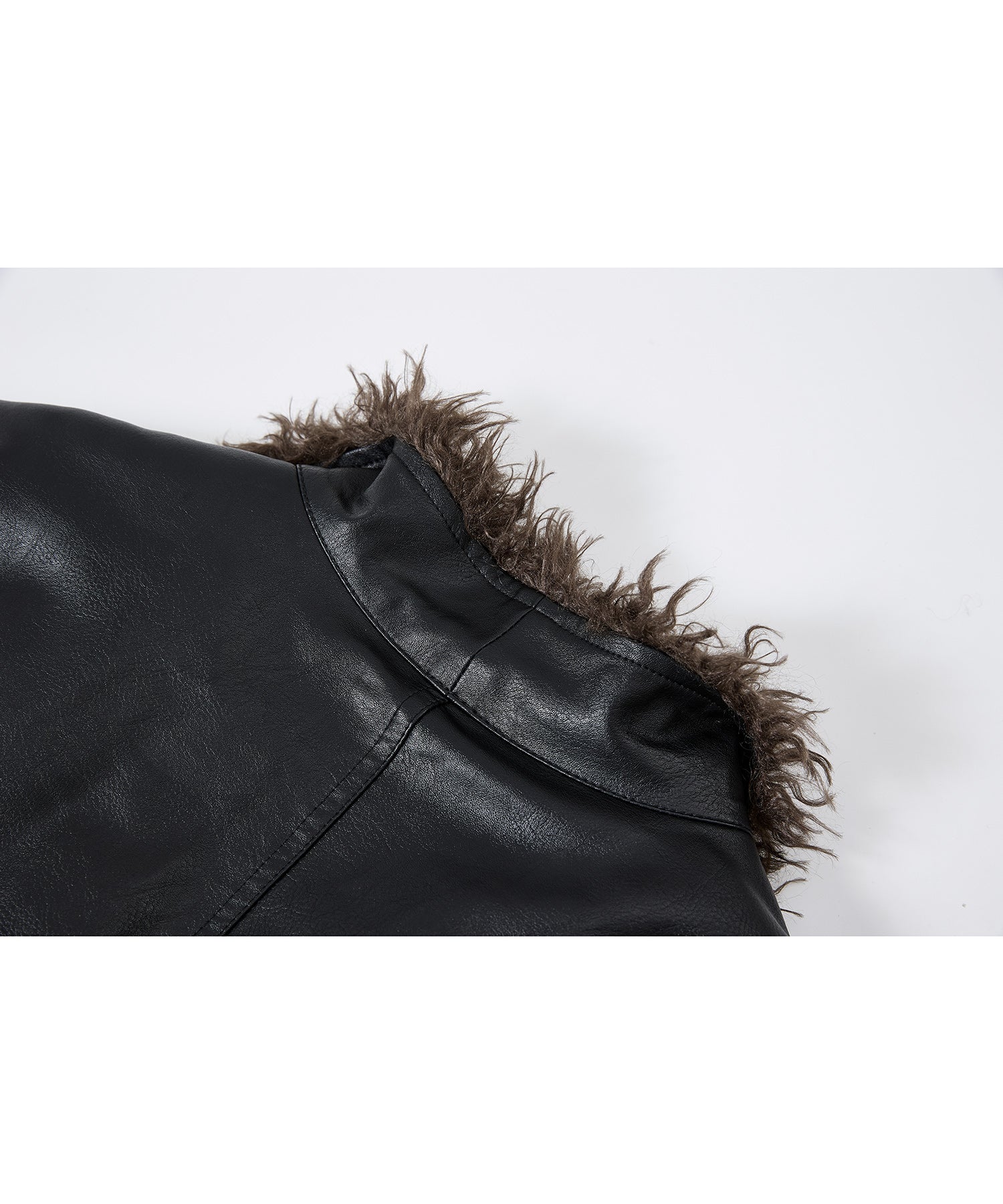 Faux Leather & Fleece Panel Short Jacket