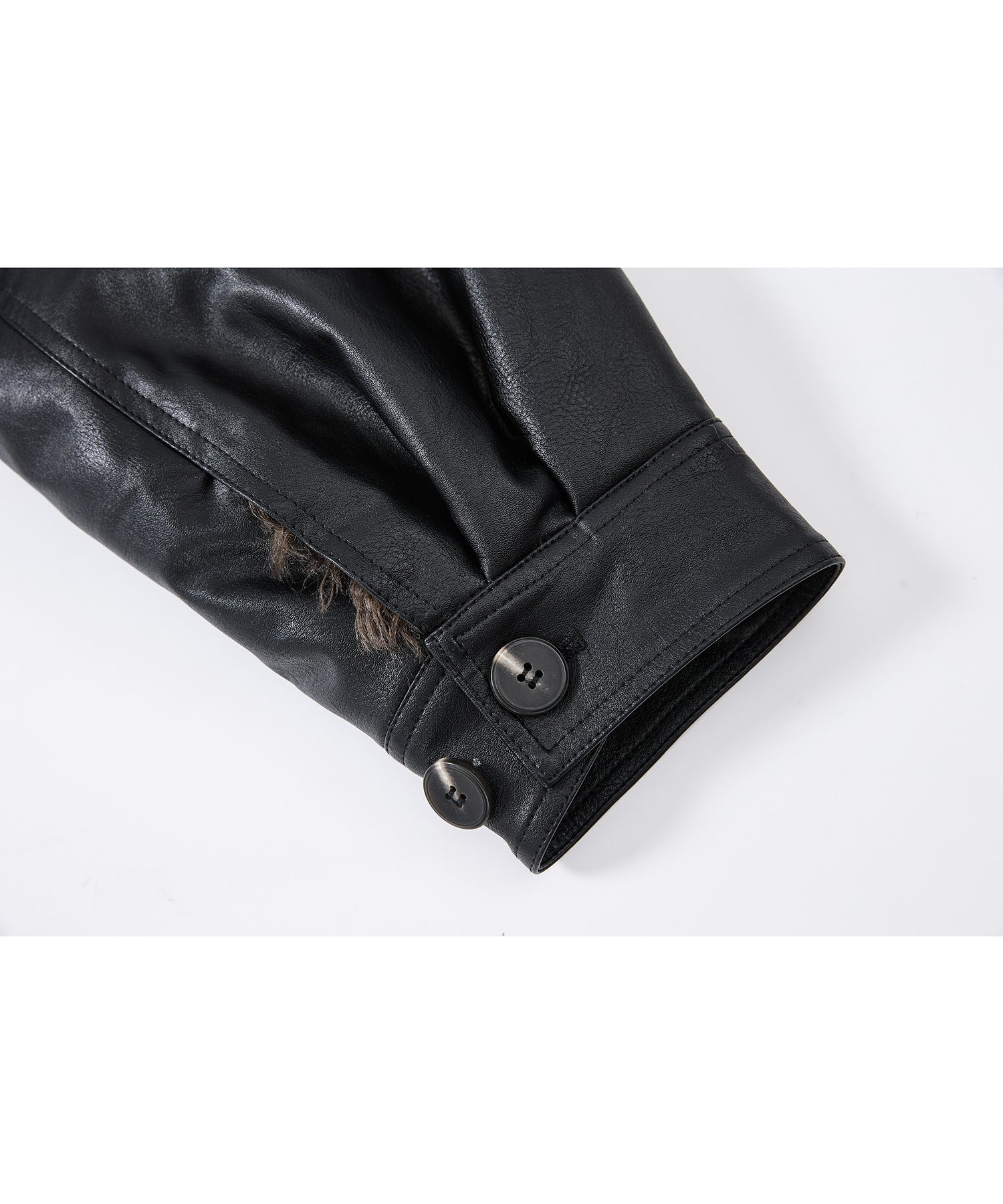 Faux Leather & Fleece Panel Short Jacket