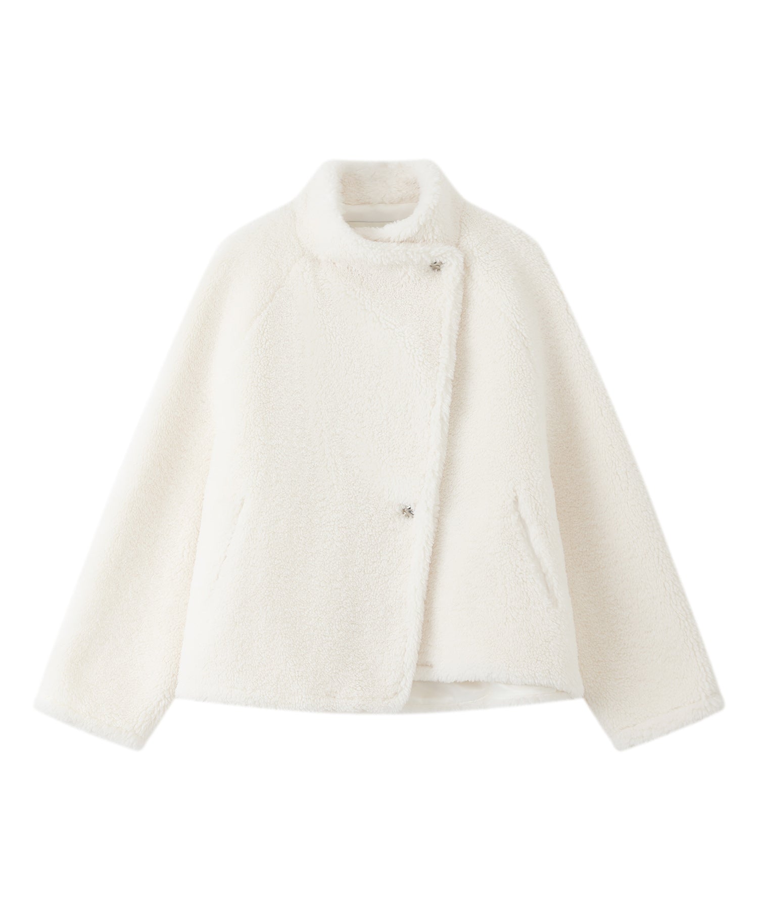 Asymmetric Collar Faux Shearling Short Jacket