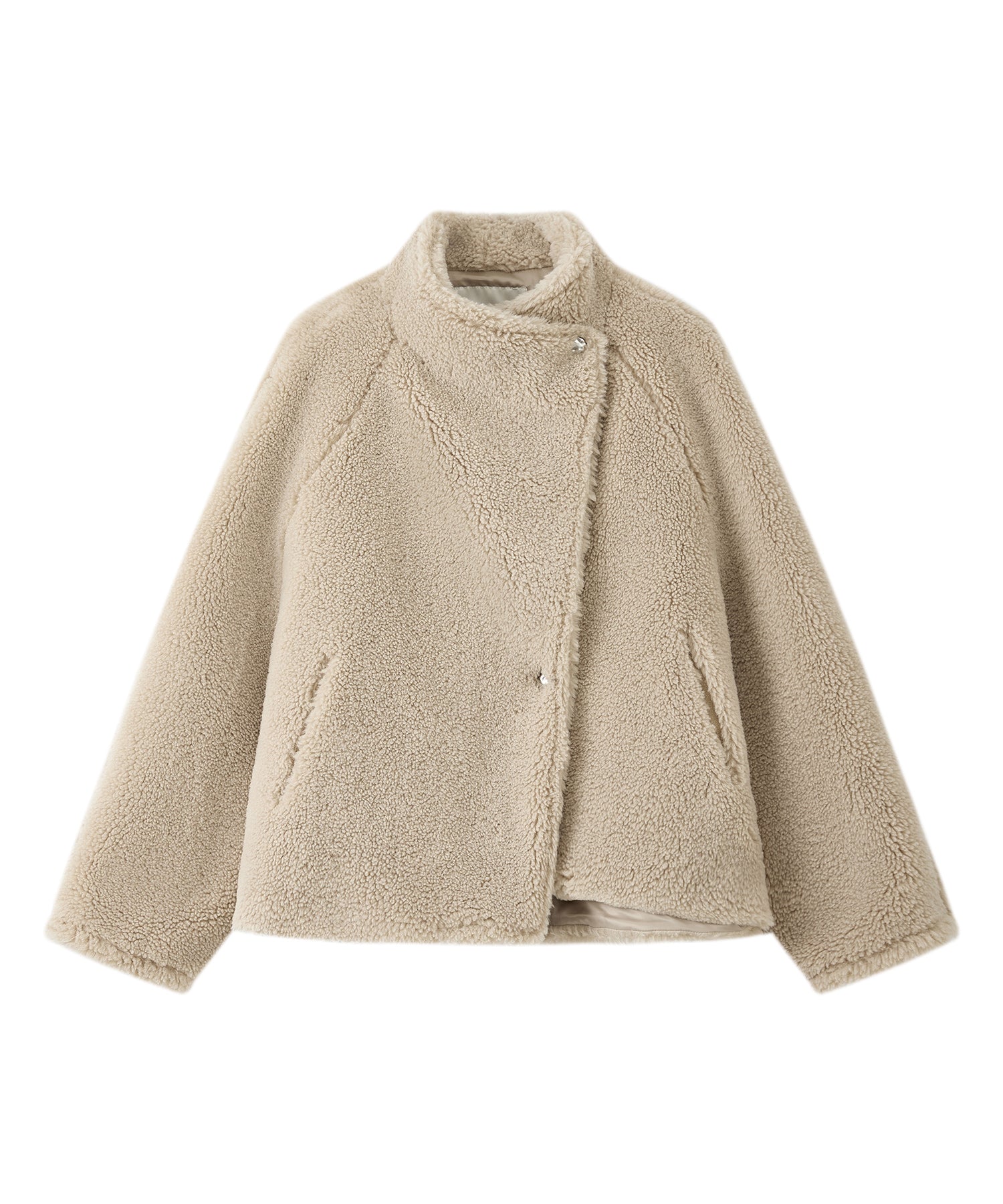 Asymmetric Collar Faux Shearling Short Jacket