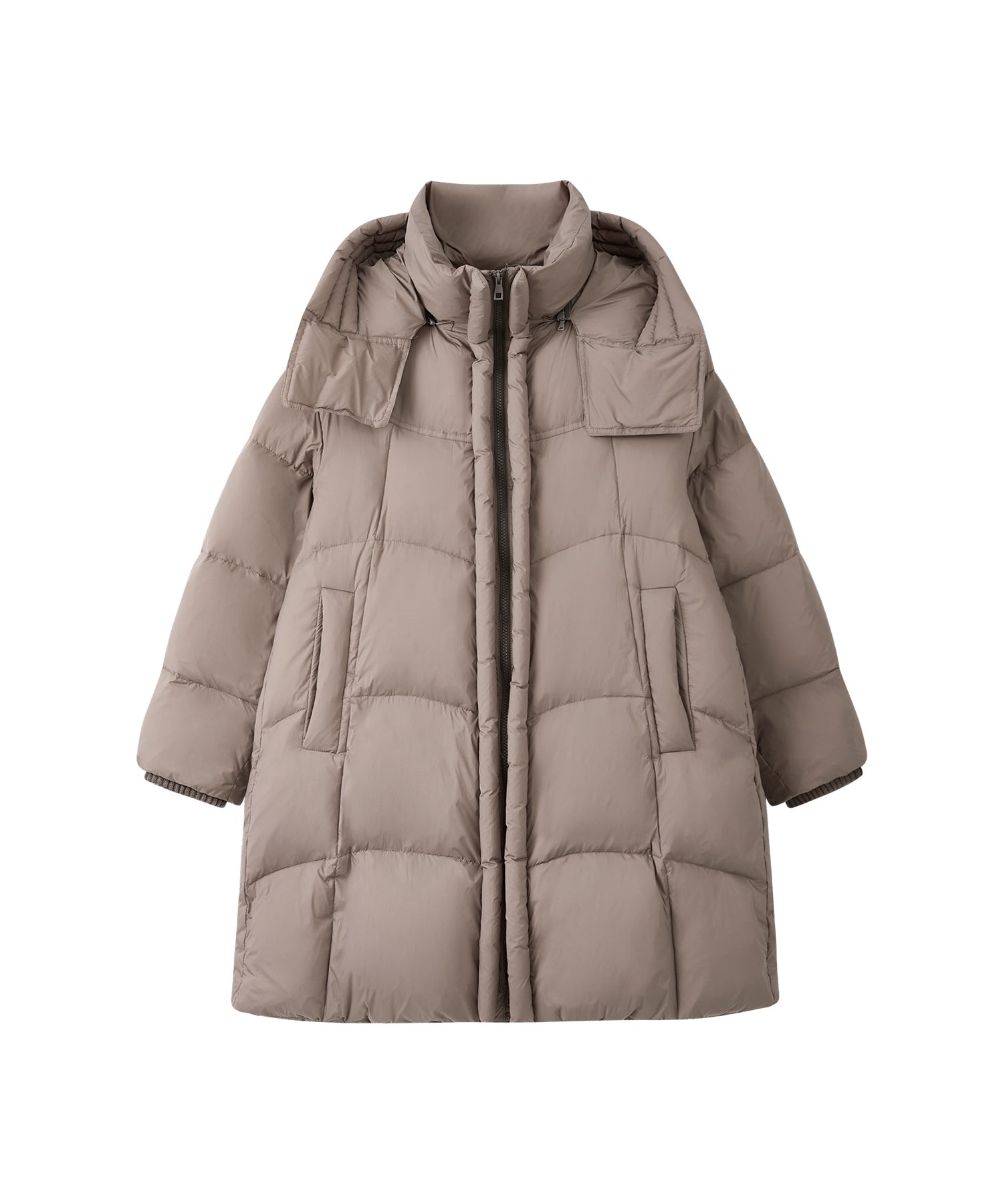 Mid-Length Stand Collar Hooded Oversize Down Coat