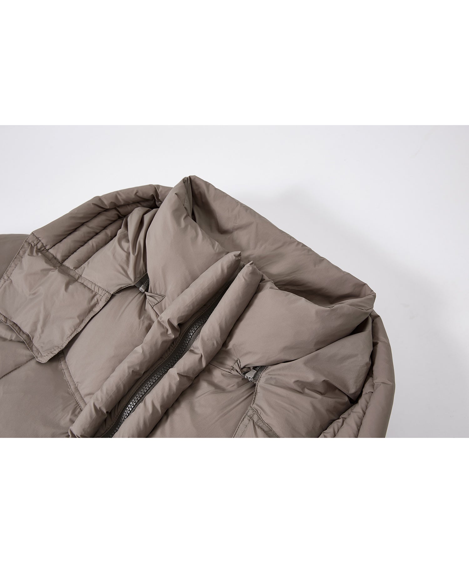 Mid-Length Stand Collar Hooded Oversize Down Coat