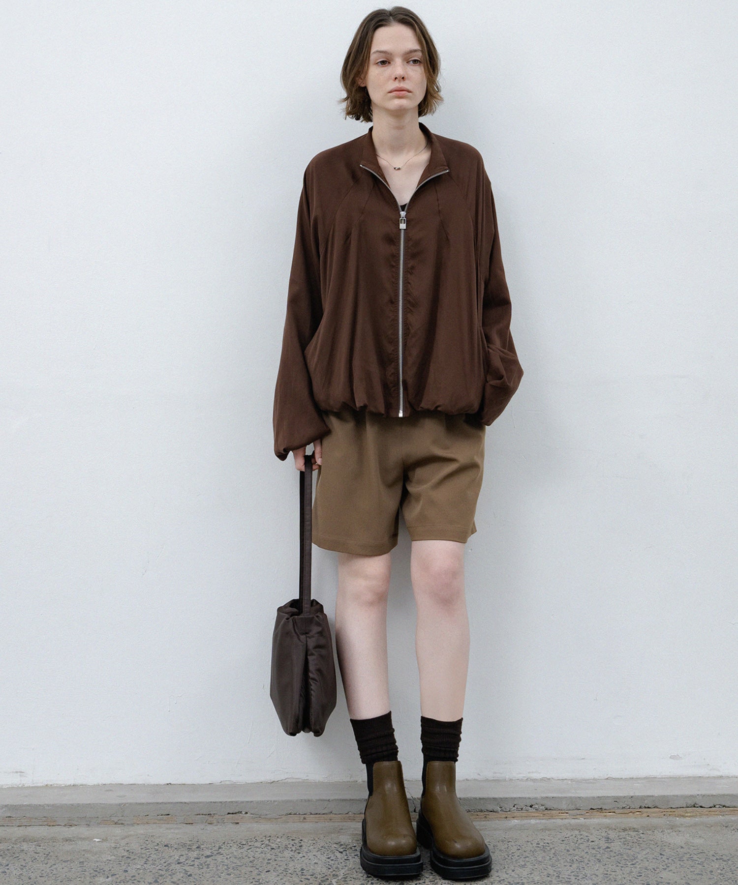 Balloon Sleeve Cropped Blouson