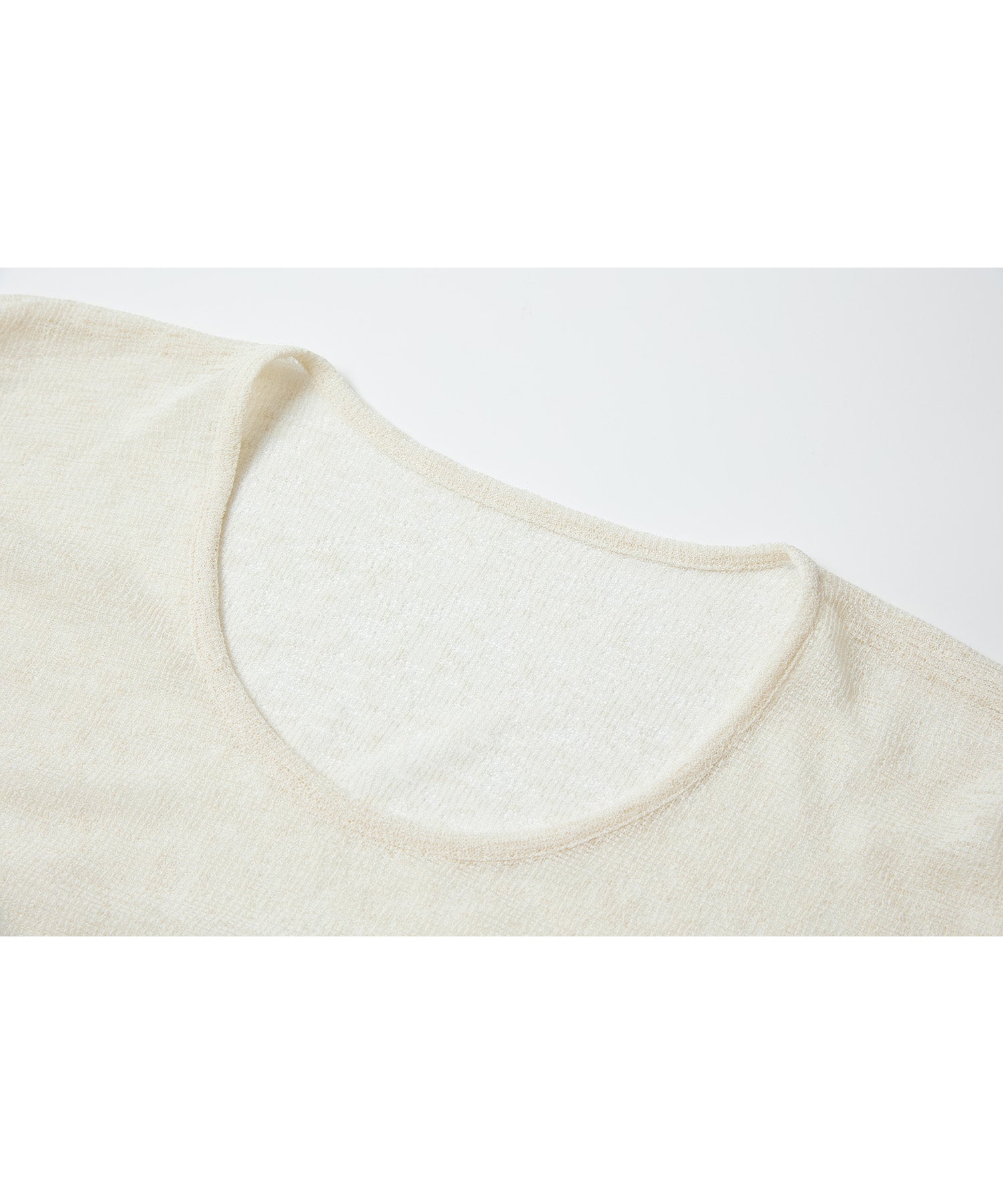 U-Neck Sheer T-Shirt with Design Cuff Detail