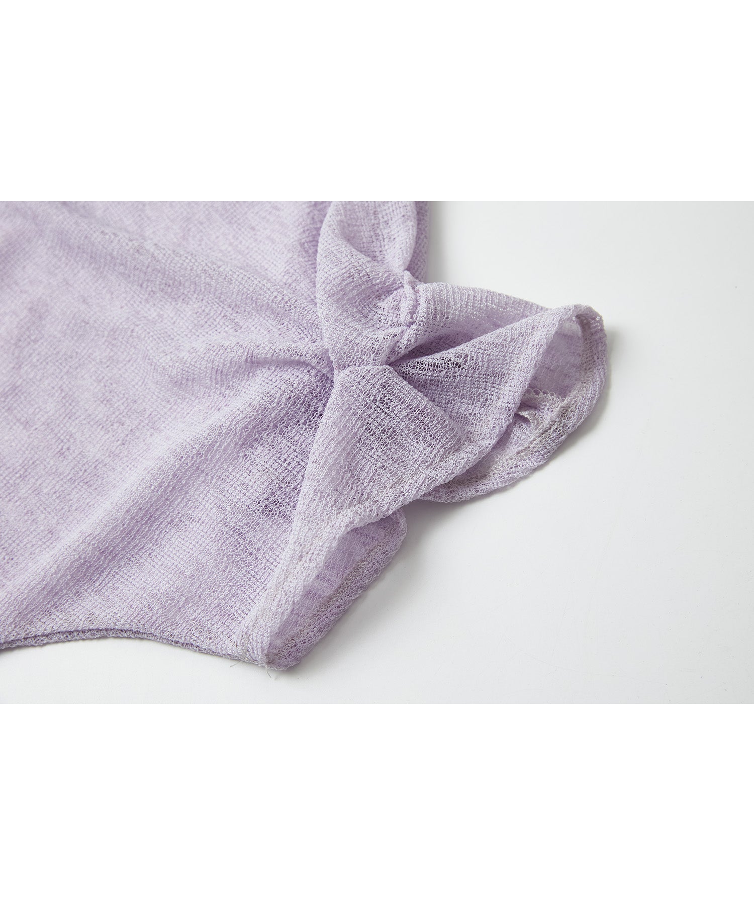 U-Neck Sheer T-Shirt with Design Cuff Detail