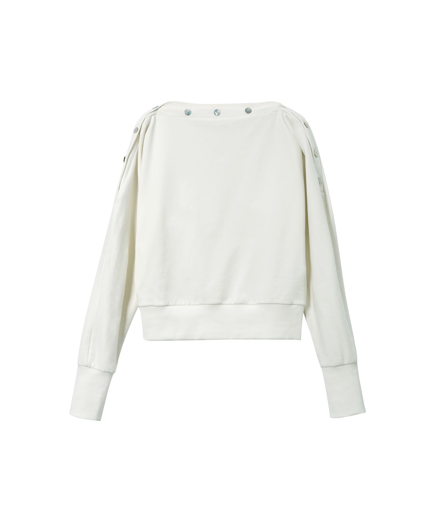 Adjustable Neck Shell Button Batwing Sleeve Lightweight Sweatshirt