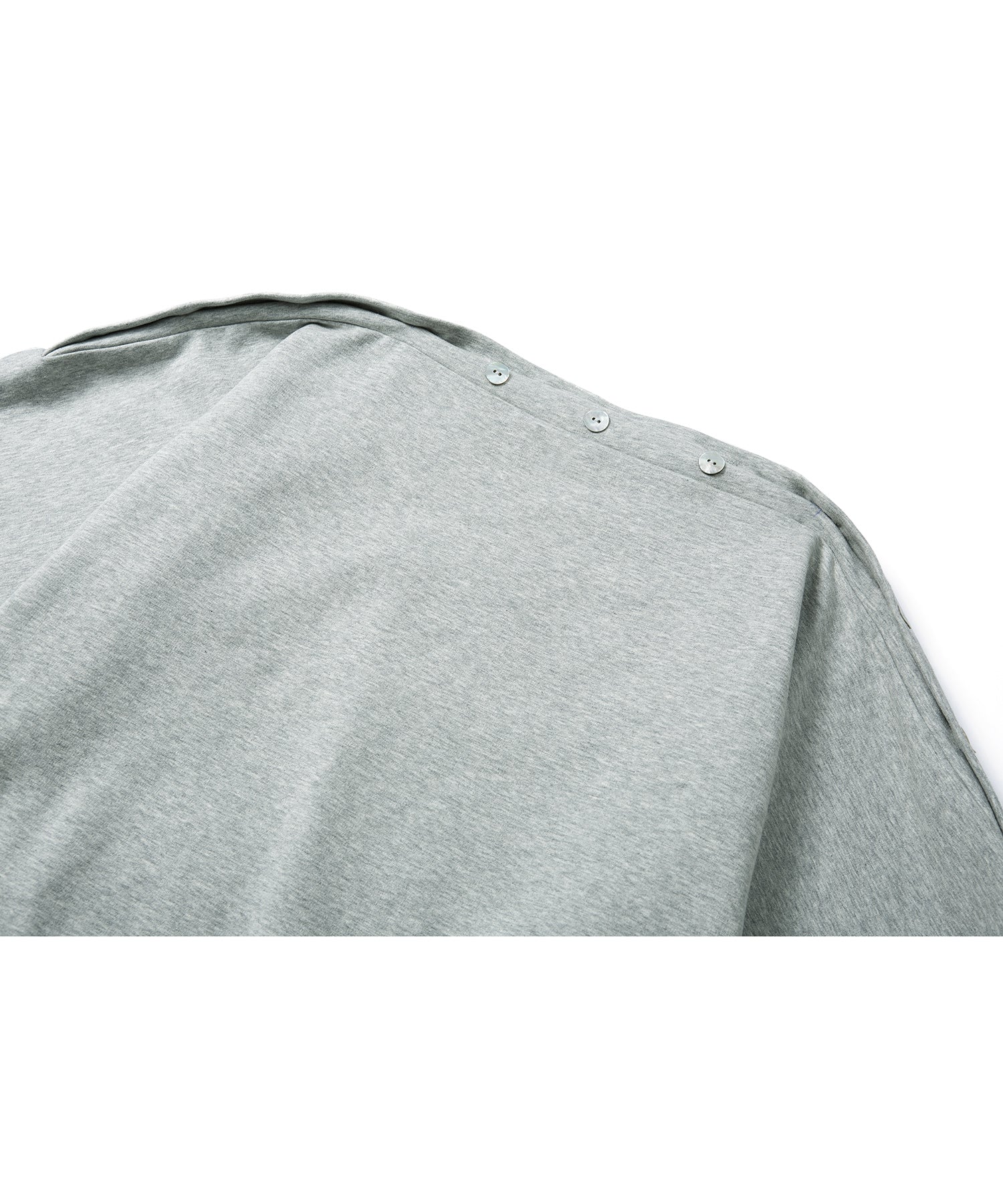 Adjustable Neck Shell Button Batwing Sleeve Lightweight Sweatshirt