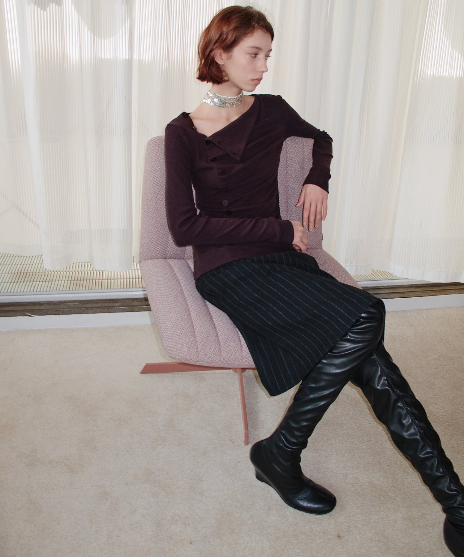 Side Button Detail Ribbed Top