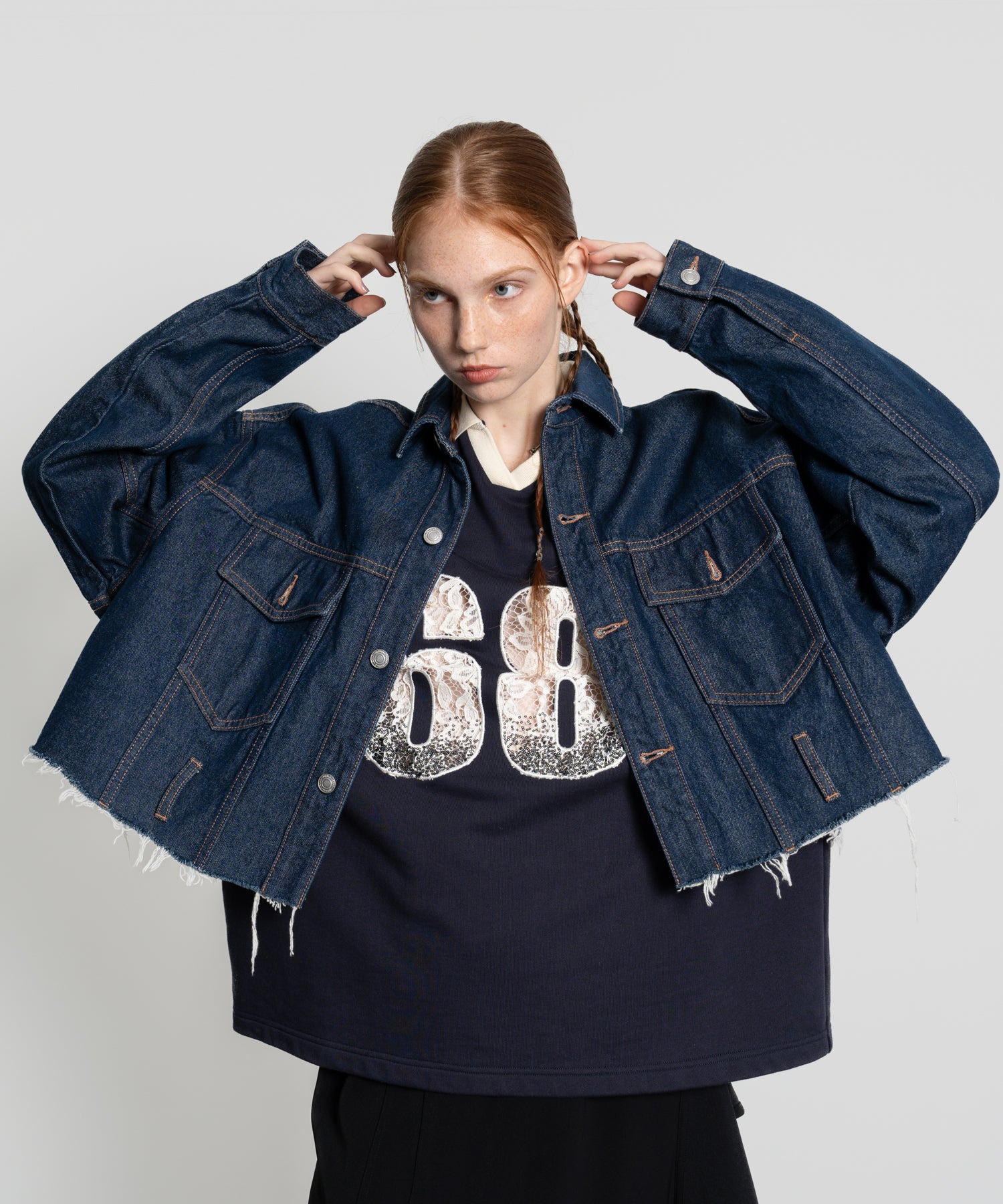 Cropped Cut-Off Denim Jacket