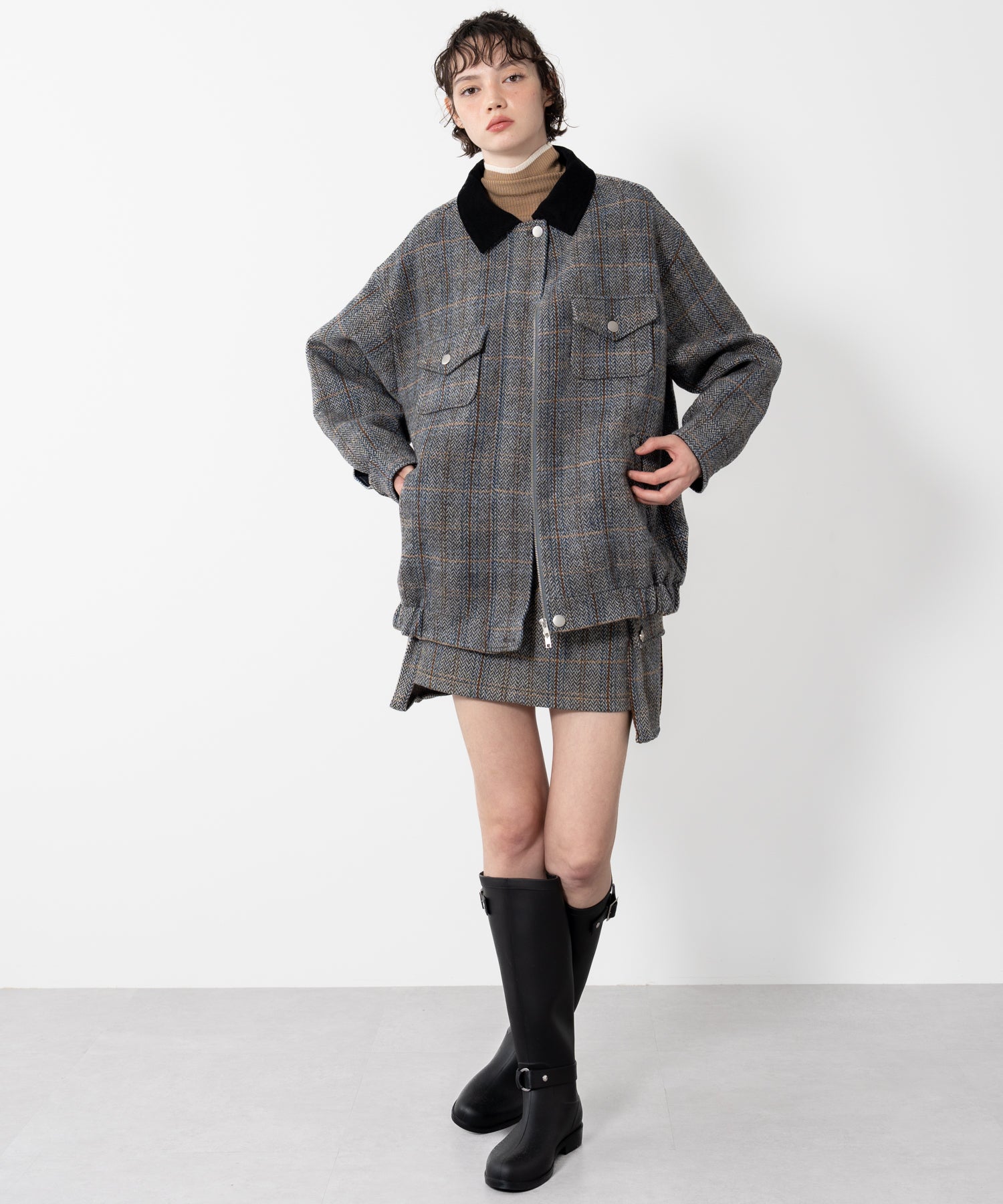 wool-blend tweed jacket