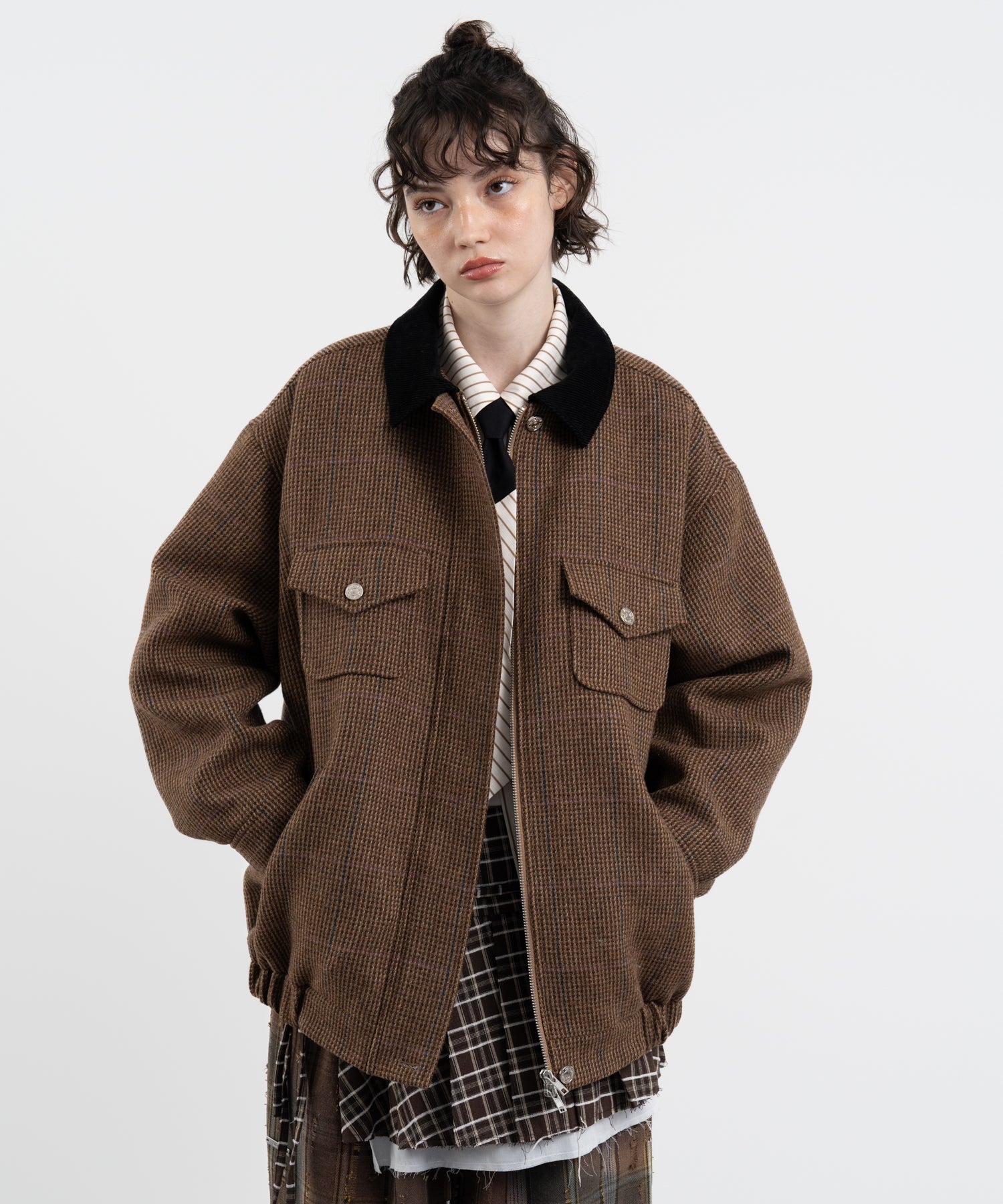 wool-blend tweed jacket