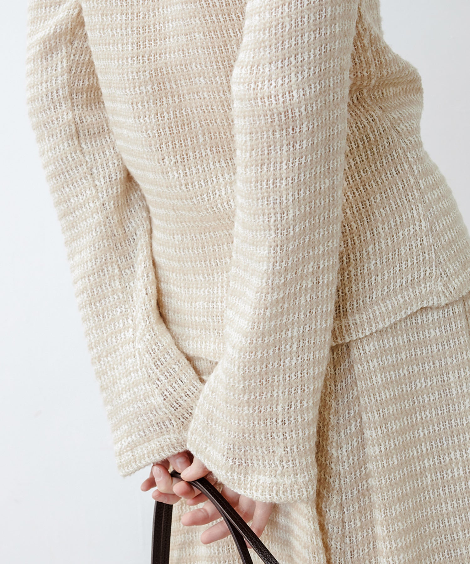 Fuzzy Texture & Sheer Pattern Shirt with Contrast Pointed Collar
