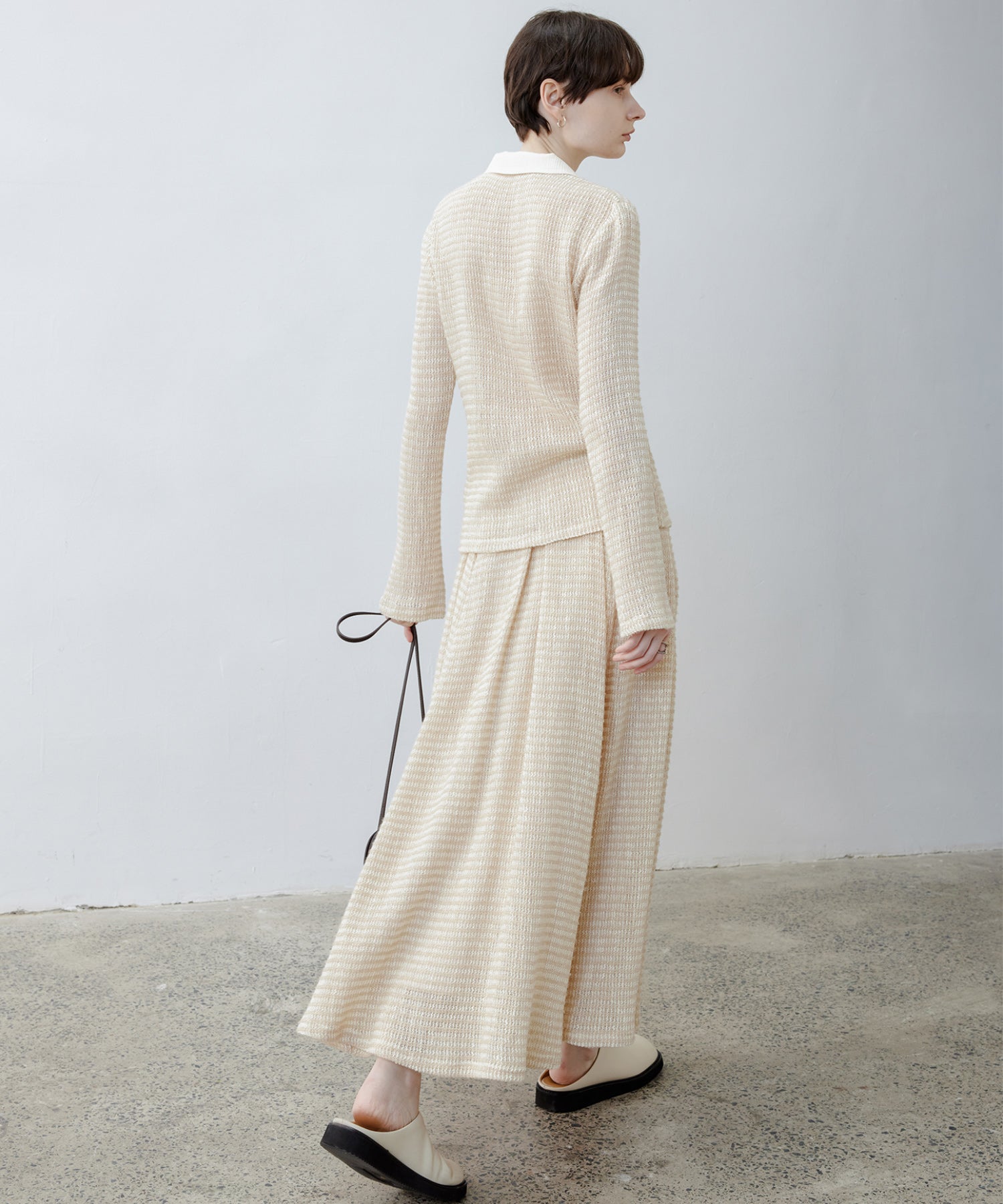 Fuzzy Texture & Sheer Pattern Shirt with Contrast Pointed Collar