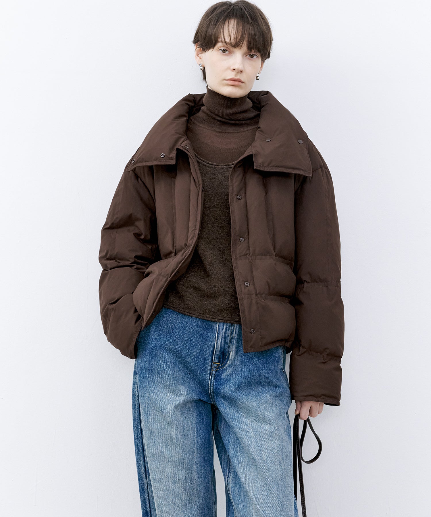 Drop Shoulder Short Puffer with Shaped Waist Design