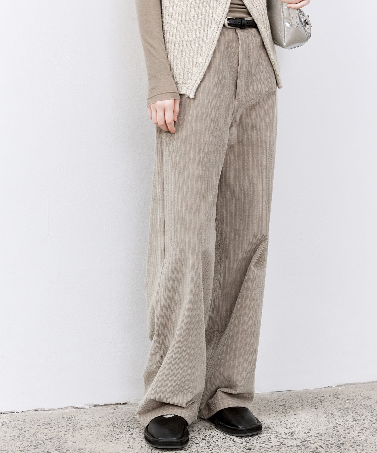 Multi-Stripe Straight Narrow Corduroy Pants