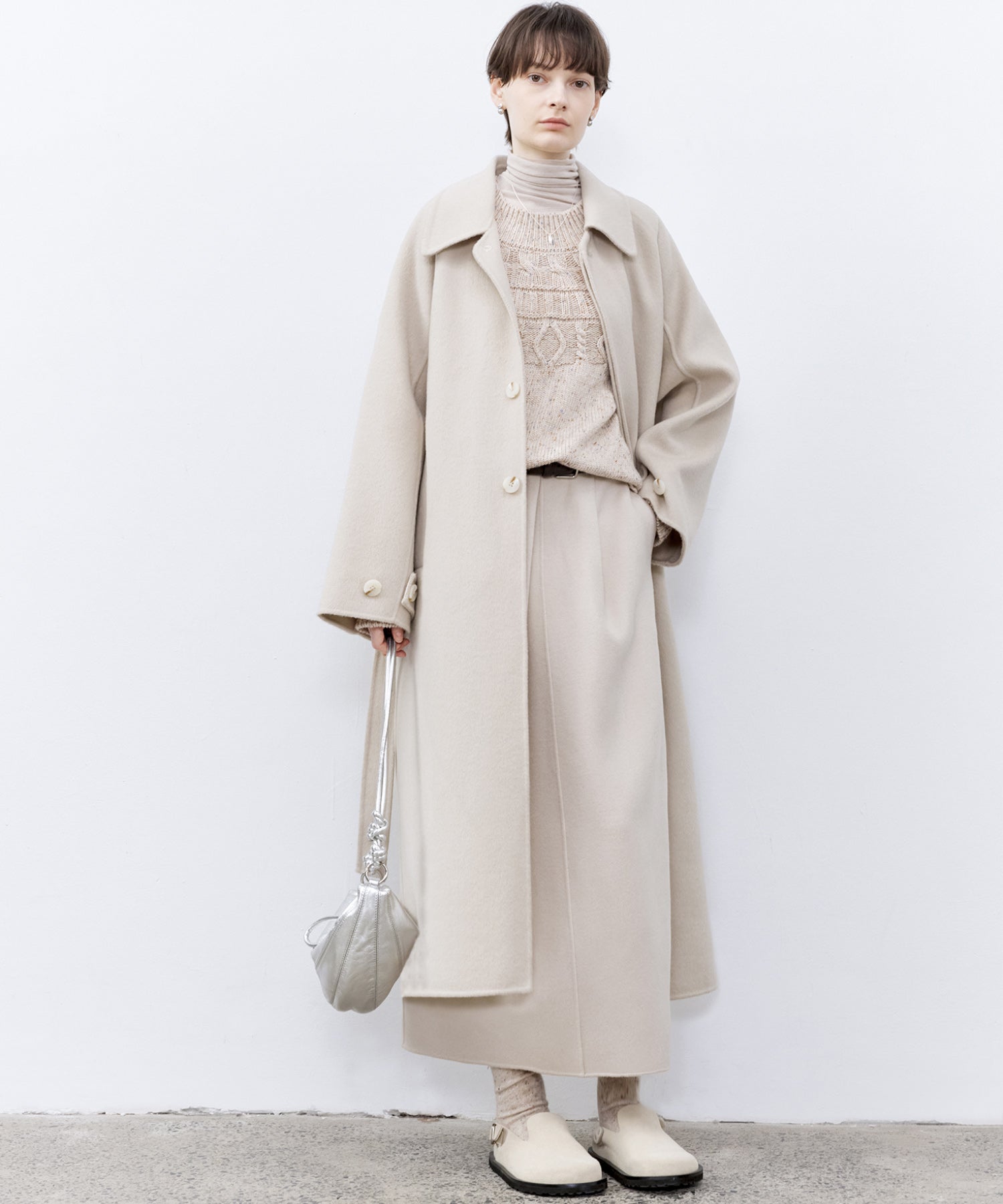 Raglan Sleeves Oversized Double-Faced Wool Coat