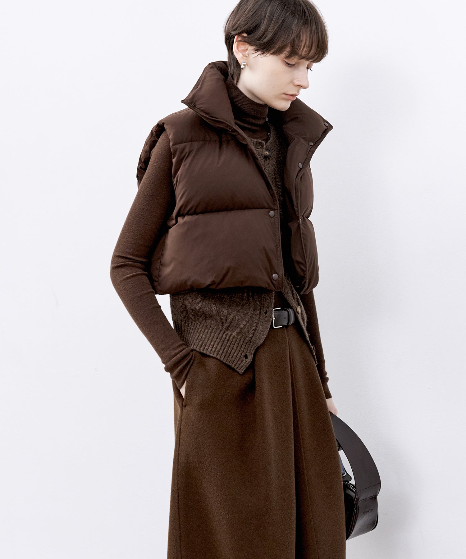 Cropped Puffer Vest with Moldable Neckline