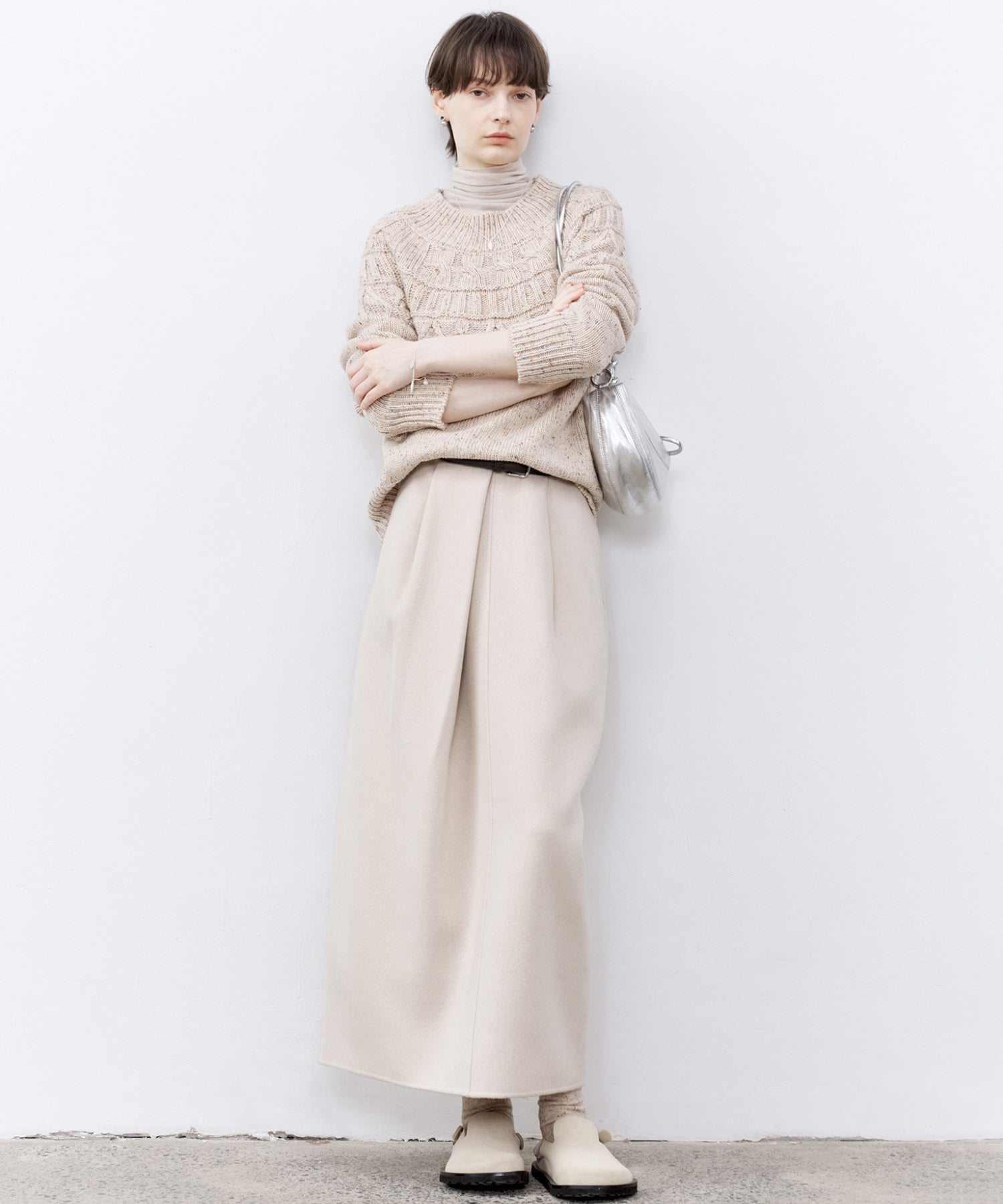 Wool Twill Skirt with Gathered Detail & Bubble Silhouette