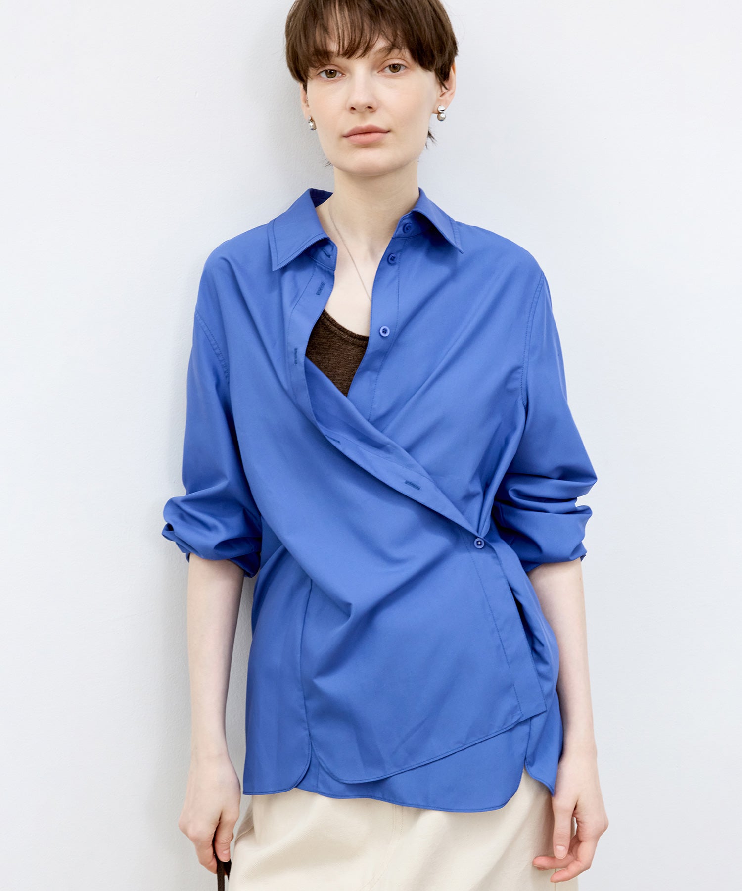 Cross-Front Button 2-Way Shirt