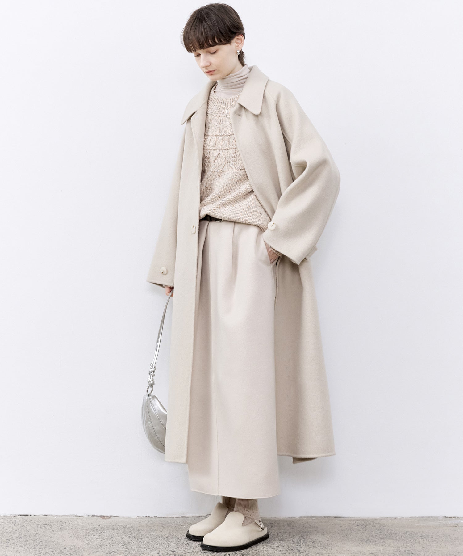 Wool Twill Skirt with Gathered Detail & Bubble Silhouette