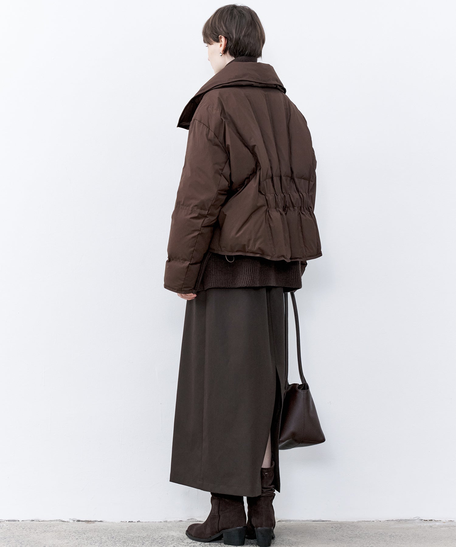 Drop Shoulder Short Puffer with Shaped Waist Design