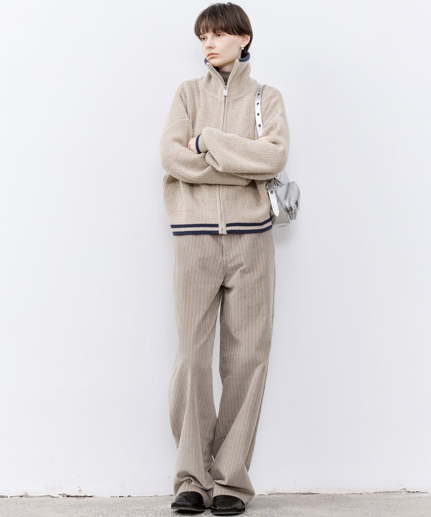 Multi-Stripe Straight Narrow Corduroy Pants