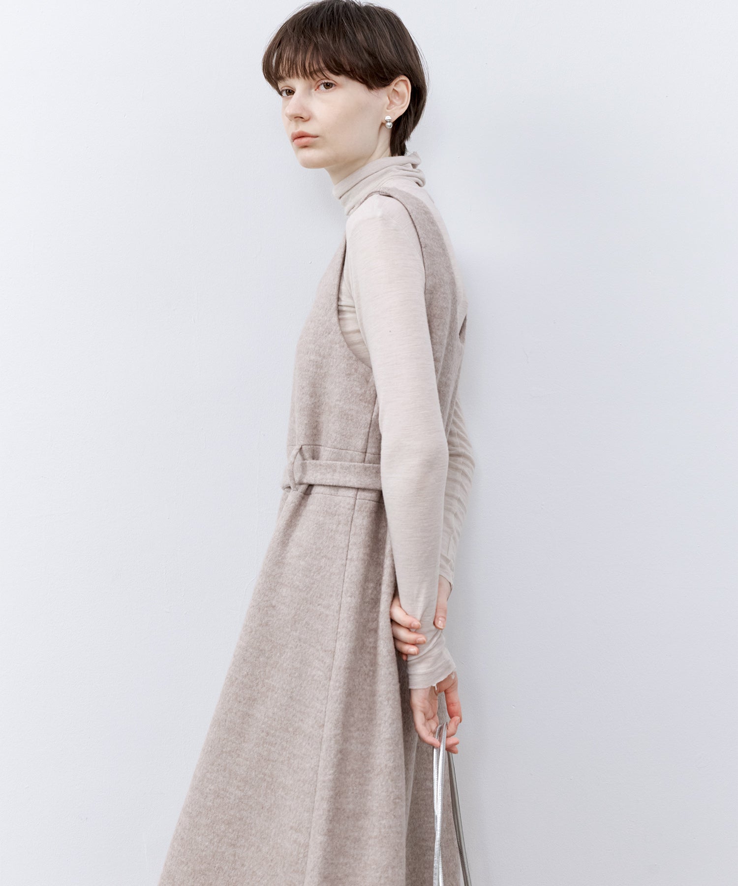 Wool-Blend Belted Jumper Dress