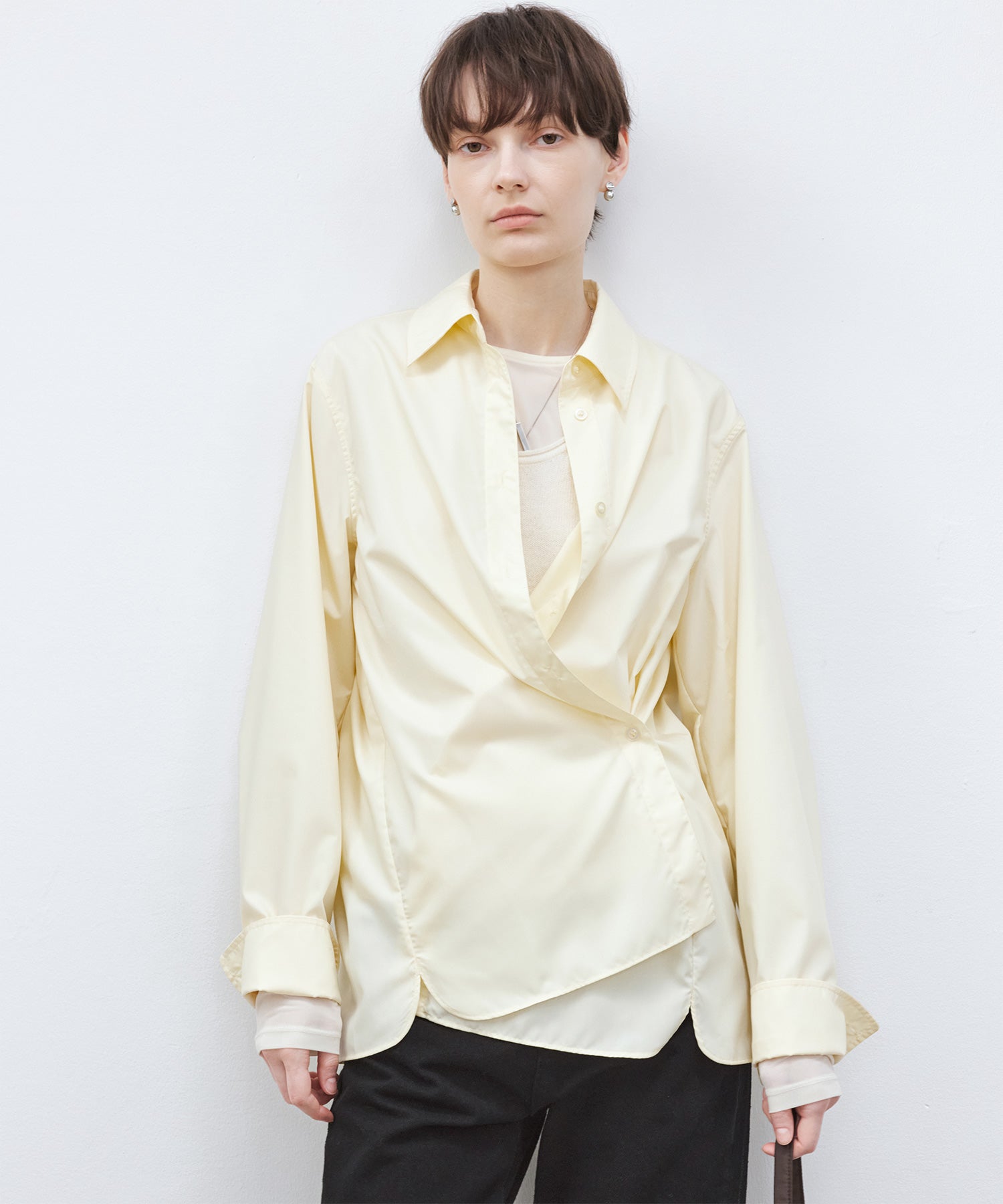 Cross-Front Button 2-Way Shirt