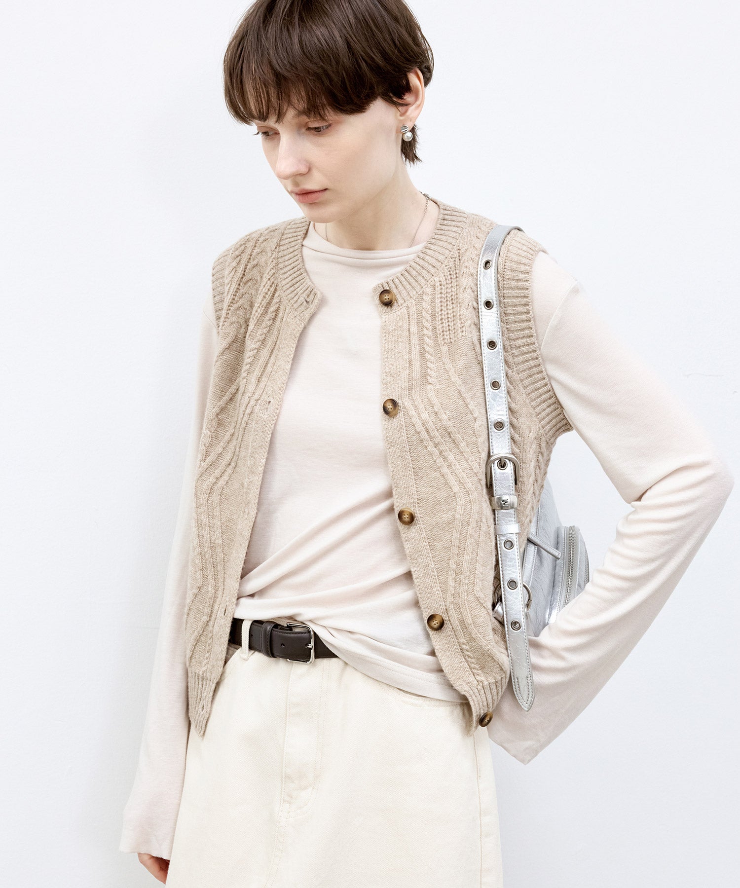 Wool Cable-Knit Vest