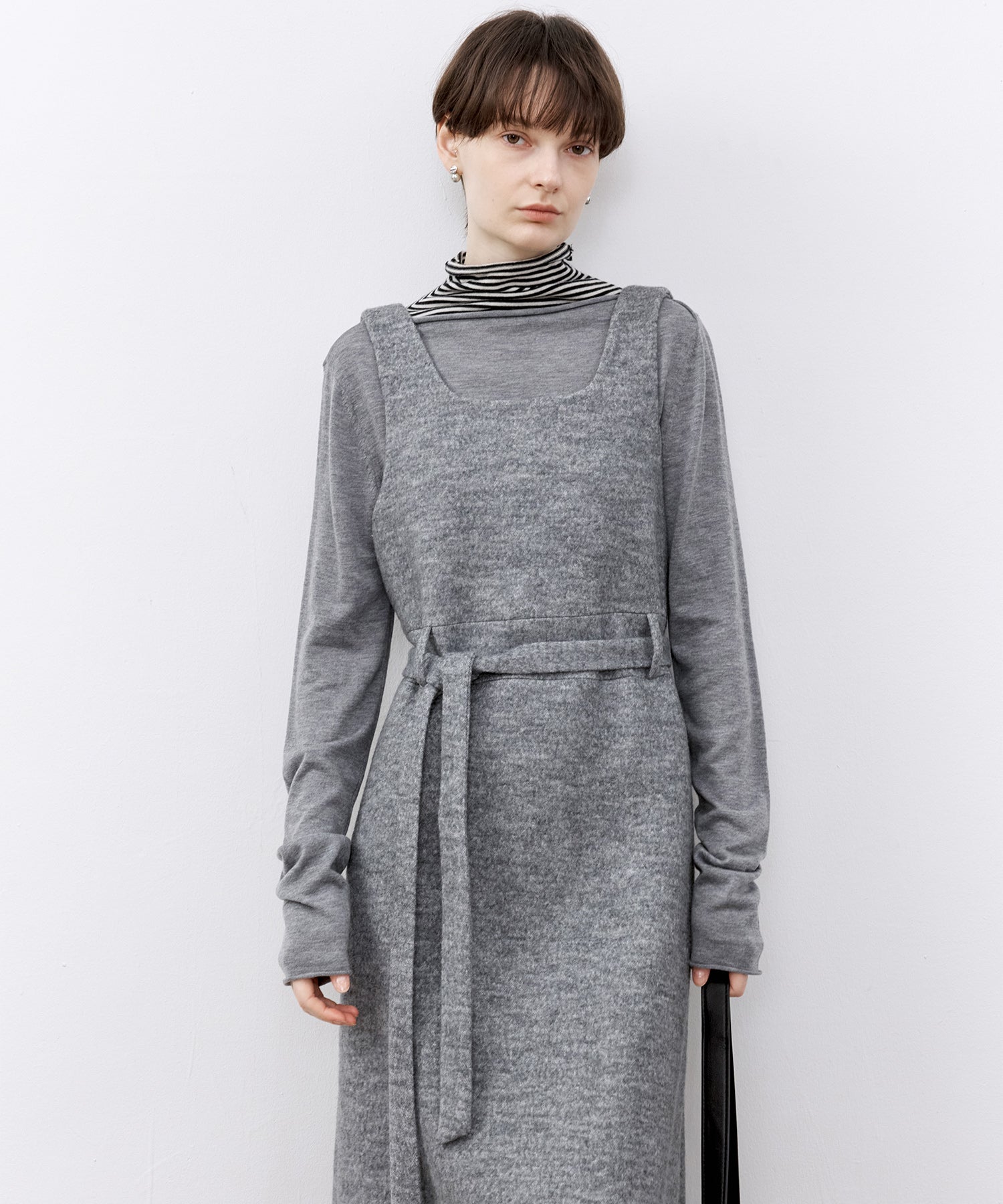 Wool-Blend Belted Jumper Dress