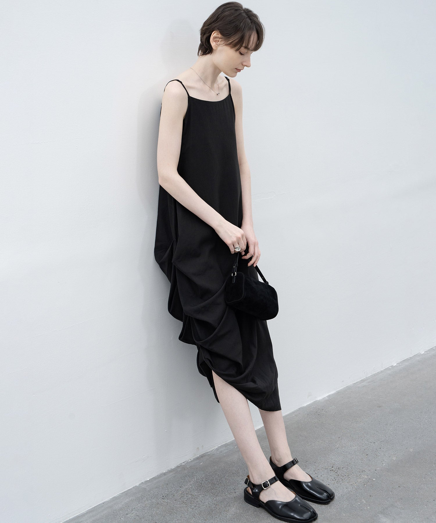 side gathered cami dress 