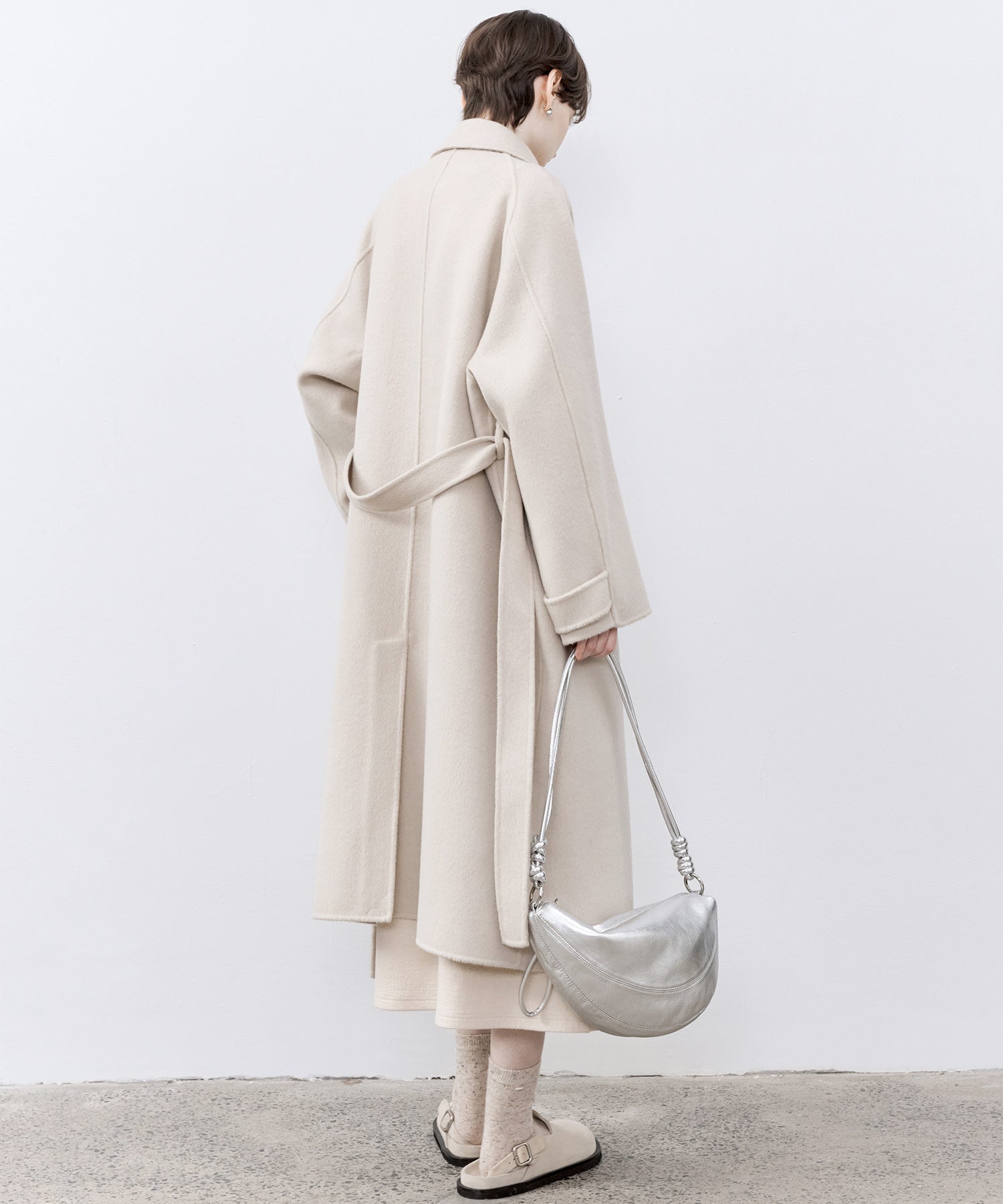 Raglan Sleeves Oversized Double-Faced Wool Coat